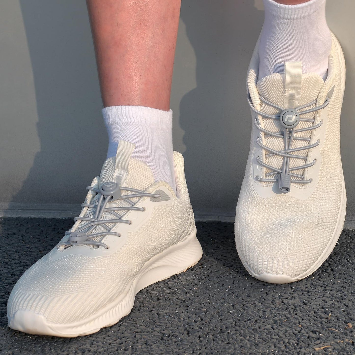 RJ-Sport Elastic No Tie Shoelaces - Quick to Install No Tie Shoelaces for Adult (Number 005 - Grey)