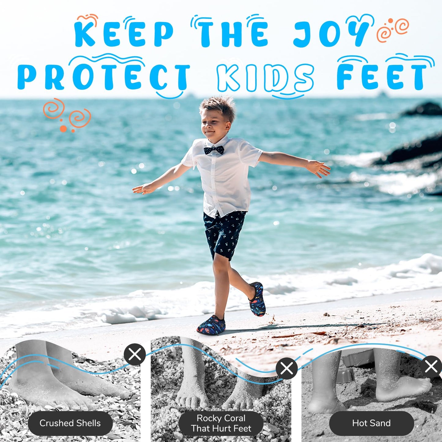Kids Boys Girls Swim Water Shoes, Toddler Kids Swim Water Shoes Non Slip Quick Dry Beach Shoes,Barefoot Sports Shoes Aqua Socks for Beach Outdoor Sports