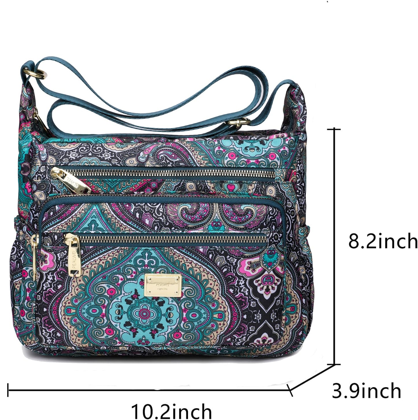 Pealwel Women Shoulder Handbag Roomy Multiple Pockets Bag Ladies Crossbody Purse Tote Top Handle Satchel(SS-Black&Blue)