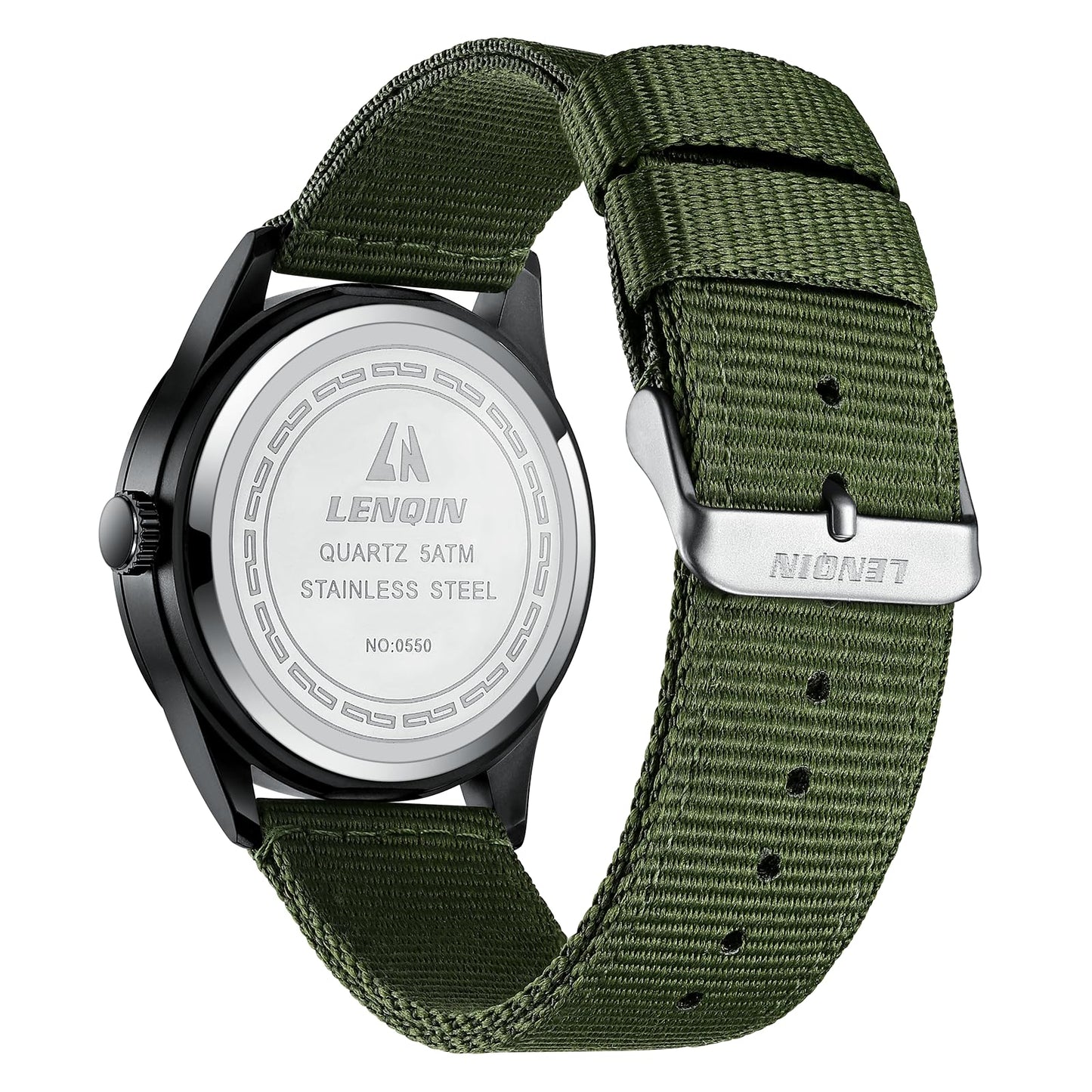 LN LENQIN Mens Watches Unisex Military Sport Nylon Strap Stylish Luminous Fashion Analog Quartz Watch for Men Waterproof Army Tactical Casual Wristwatch