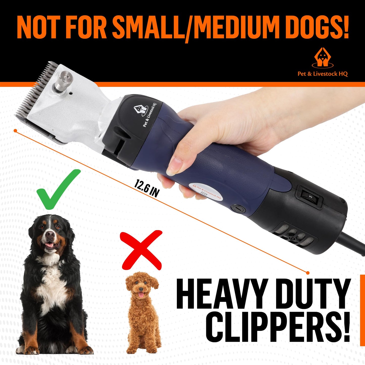 Professional Dog Grooming Clippers for Thick Coats - Shears Heavy Duty Hair Cutting Kit - Large Dog Shaver Set - Pet Trimmer for XL Large Dogs, Horses, Livestock