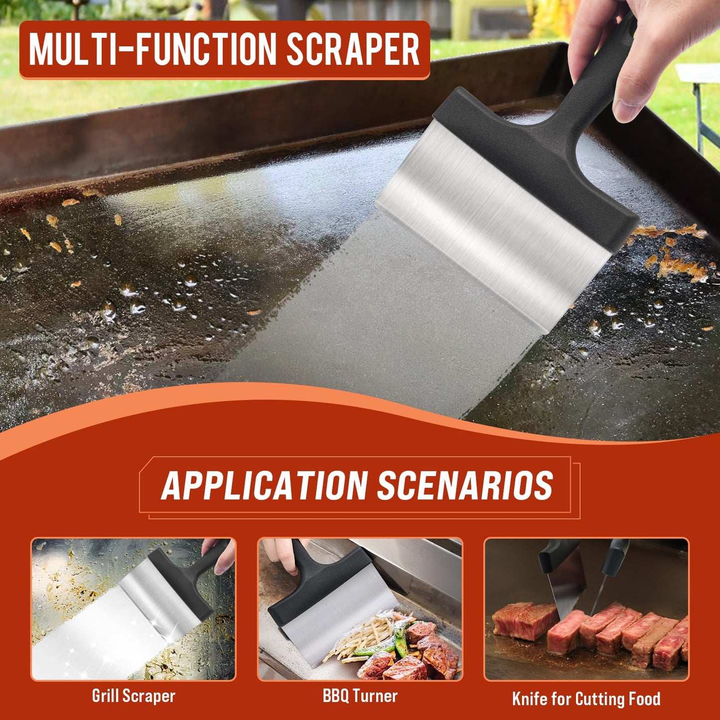 Griddle Cleaning Kit for Blackstone, Flat Top Grill Cleaning Kit with Grill Stone, Griddle Scraper & Griddle Brush Easy to Remove Stain