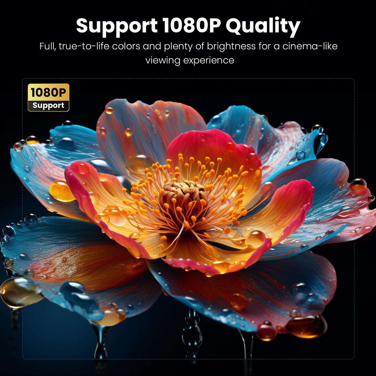 Mini Projector, NICPOW Portable Outdoor Movie Projector with Tripod, 1080P and 200" Supported Small Projector Compatible with TV Stick, Phone, PS5, HDMI, USB for Home, Bedroom, Gaming, Outdoor Use