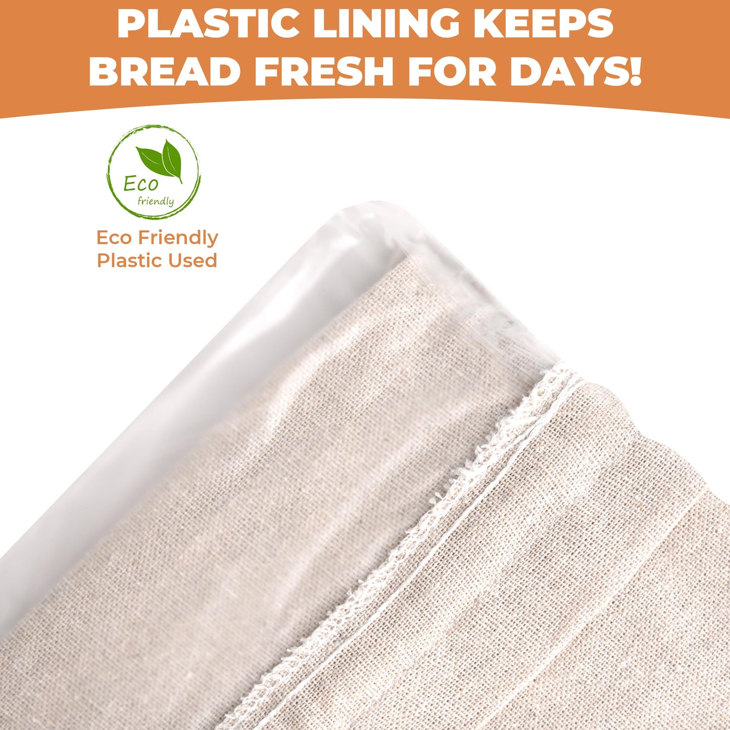 A ARTIZANKA 2 Bread Bags for Homemade and Sourdough Bread, Reusable Cotton Cloth Bags with Plastic Liner and Drawstring, Reusable Food Storage, (2 pack) - 17" x 13" XL