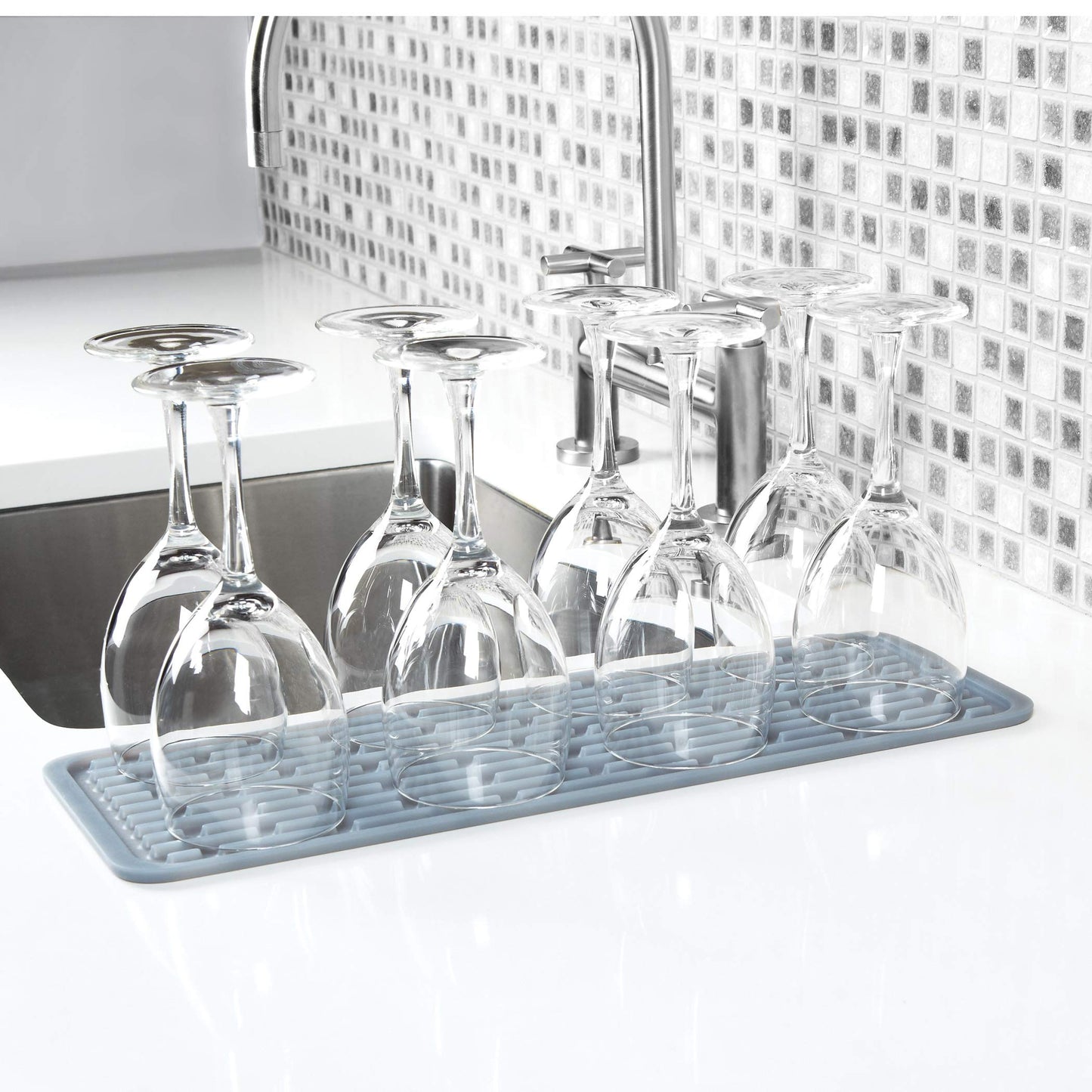 OXO 1372100 Good Grips Silicone Stemware Drying Mat, Gray