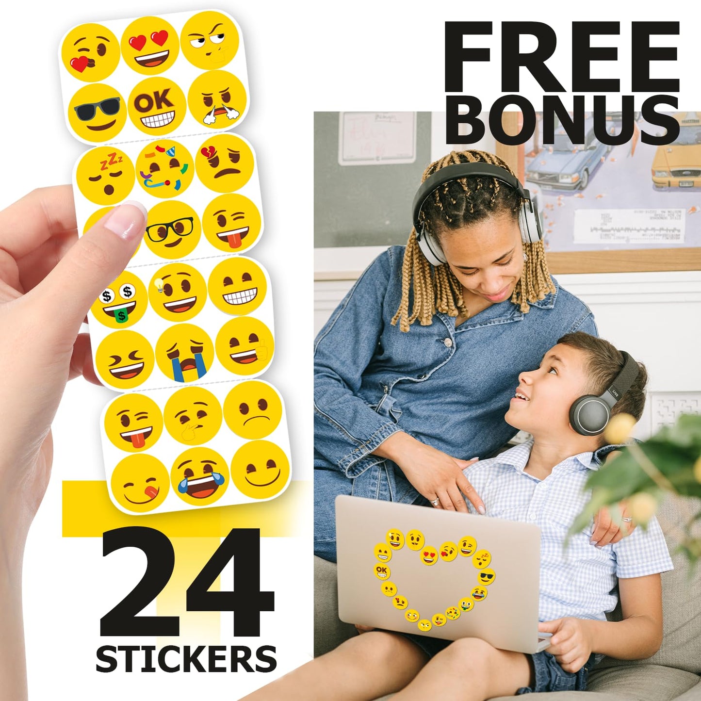 MORCART 54Pcs Emoji Refrigerator Magnets Fridge Magnets for Locker Whiteboard - Neon Magnets Funny Magnets for School Home Kitchen Office Gift for Family and Friend EM-026