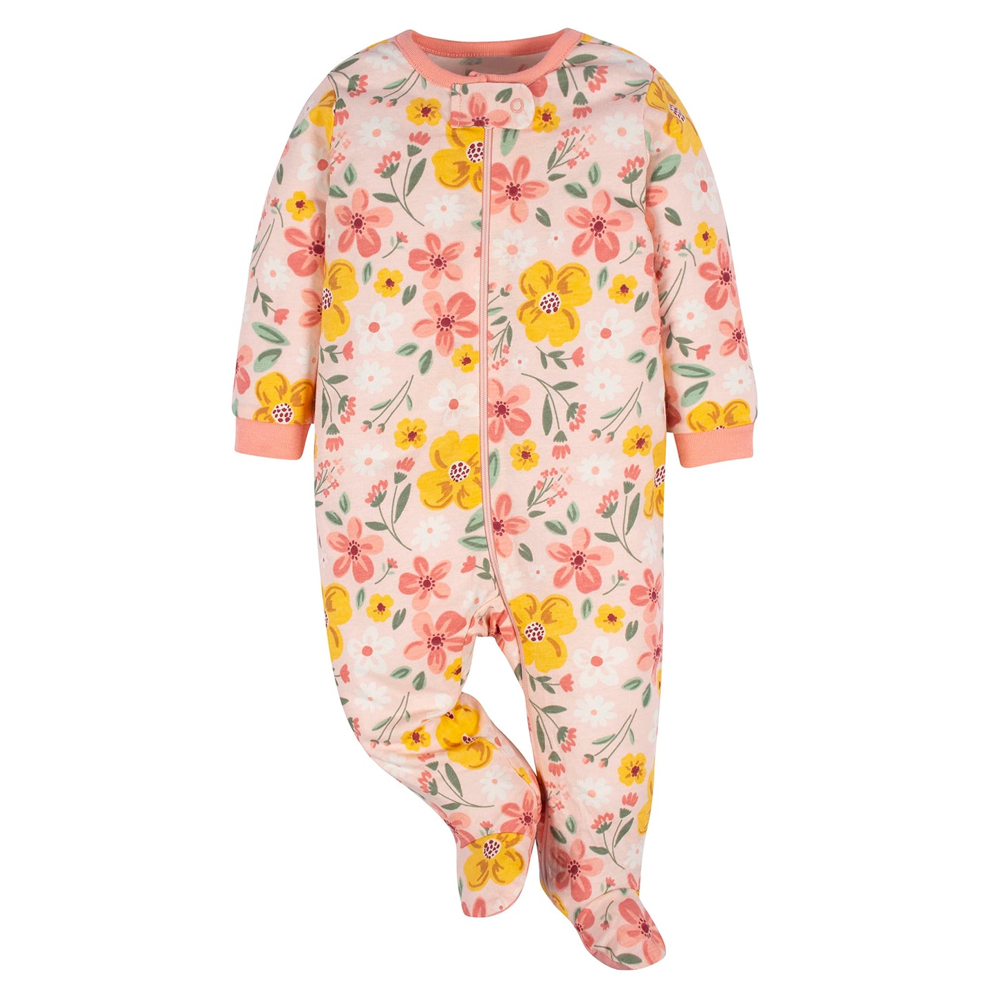 Gerber Baby Girls 4 Pack Sleep 'N Play Footie Golden Floral 0-3 Months
