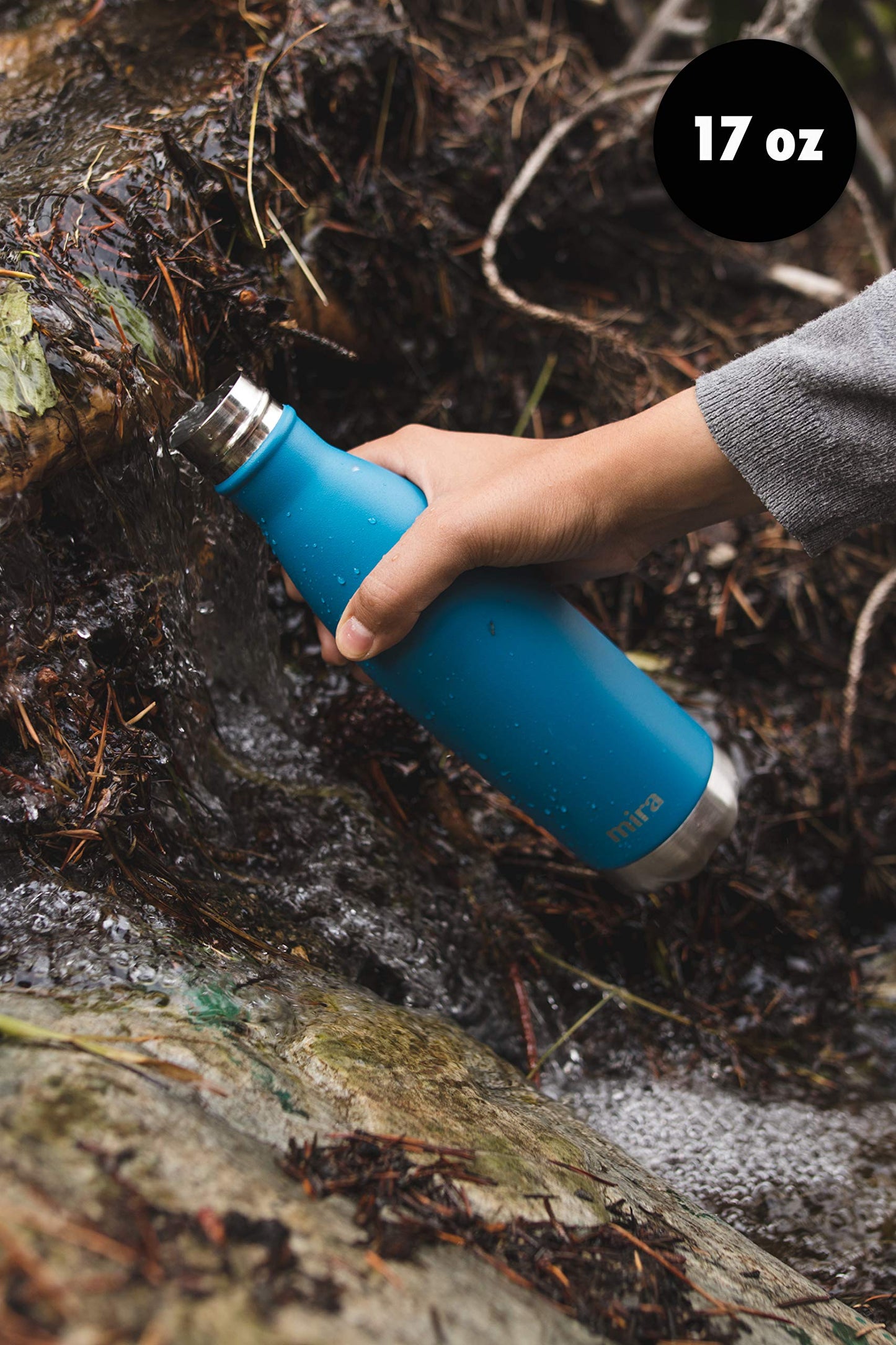 MIRA 2 Pack 17 oz Insulated Water Bottle - Stainless Steel Cola Shape Thermos - Double Wall Hot & Cold Flask (24Hr Cold/12Hr Hot) - Pearl Blue & Hawaiian Blue