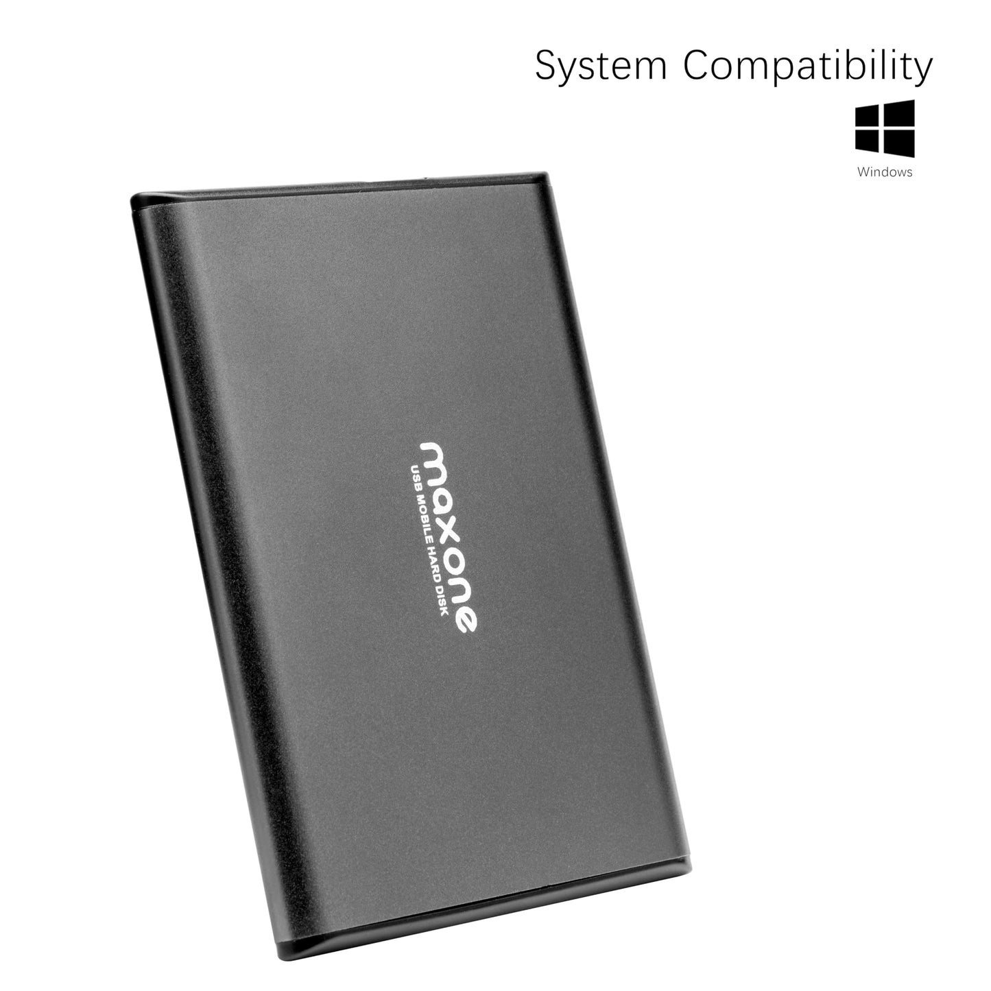 Maxone 500GB Ultra Slim Portable External Hard Drive HDD USB 3.0 Compatible with PC, Laptop, Charcoal Grey