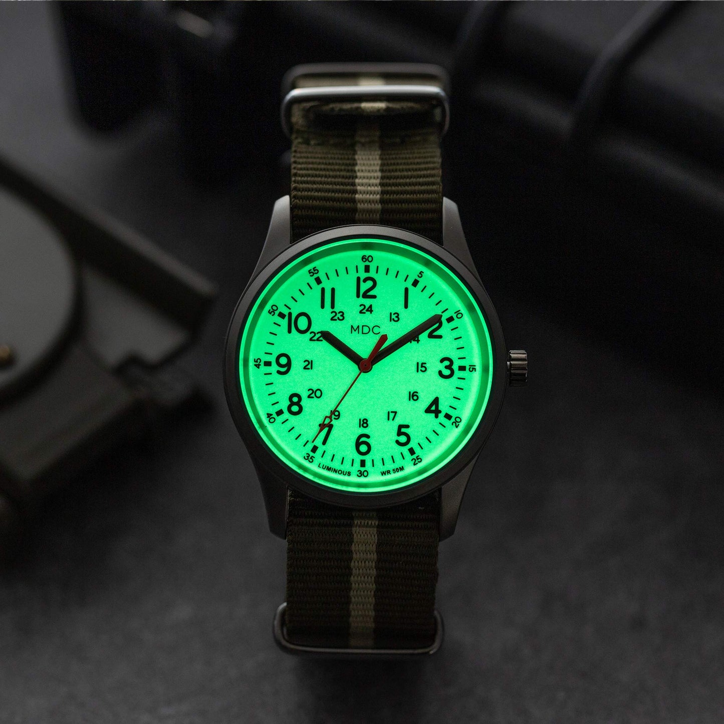 Infantry Glow in The Dark Military Watches for Men Analog Tactical Men's Wrist Watch Luminous Work Outdoor Sport Waterproof Field Wristwatch Green Nylon Band