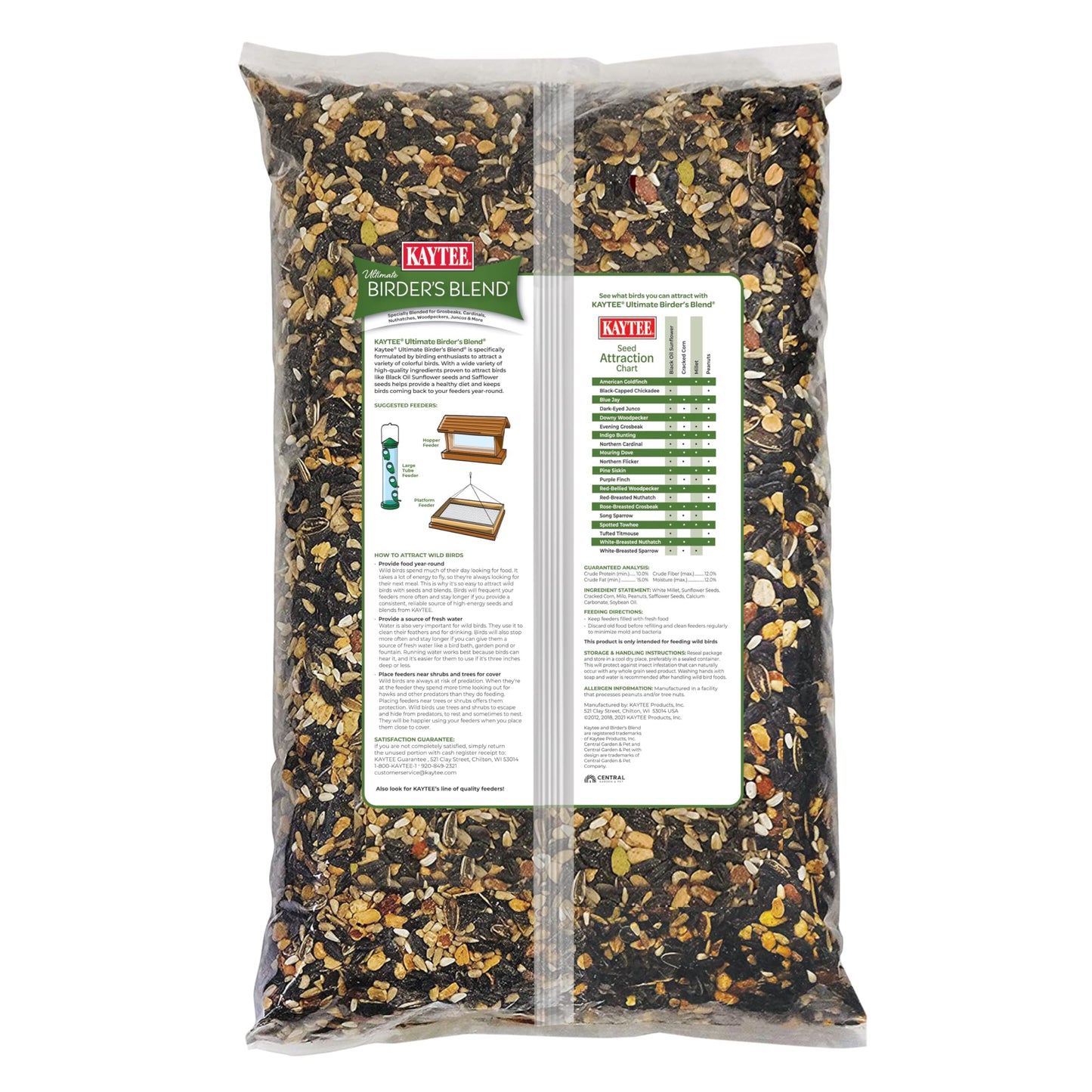 Kaytee Wild Bird Ultimate Birder's Blend Food Seed For Grosbeaks, Cardinals, Nuthatches, Woodpeckers & Other Wild Birds, 10 Pound