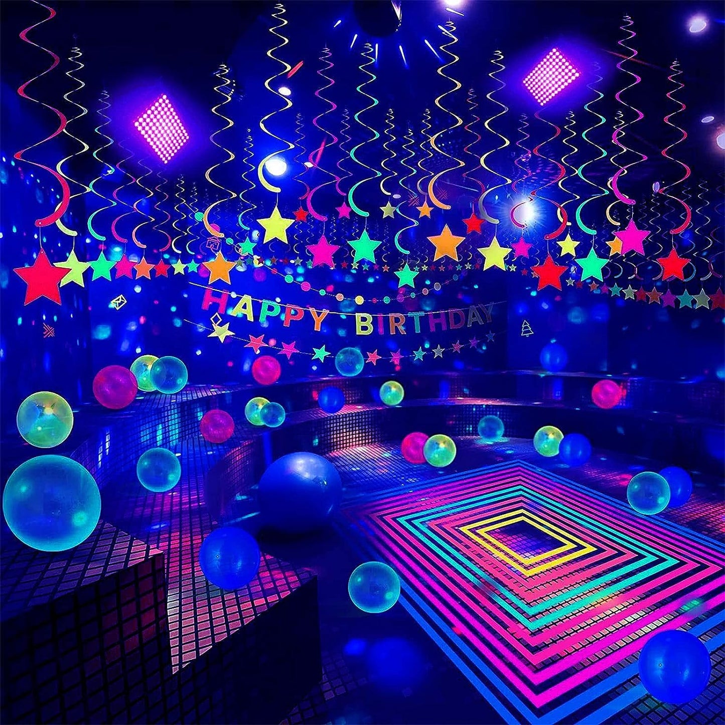 Glostars 100W LED UV Black Light, Powerful UV Spotlight, IP66, 395nm Lamp for Christmas, Halloween Glow Party (2 Packs)