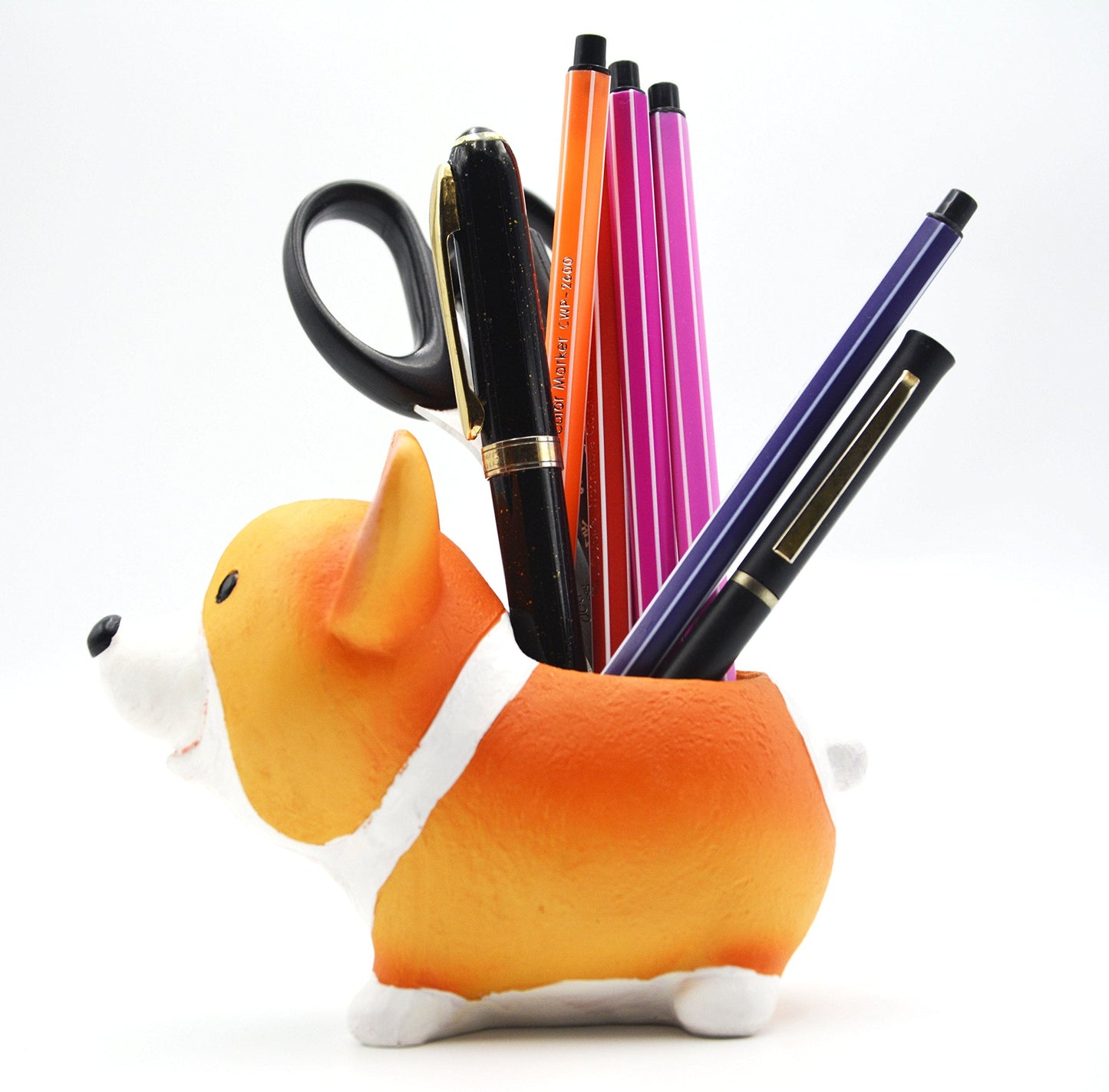 MONMOB Creative Corgi Pen Pencil Brush Holder Pot Stylish Storage Container Desk Accessories Organizer Decoration Succulent Plant Pot Office School Gift