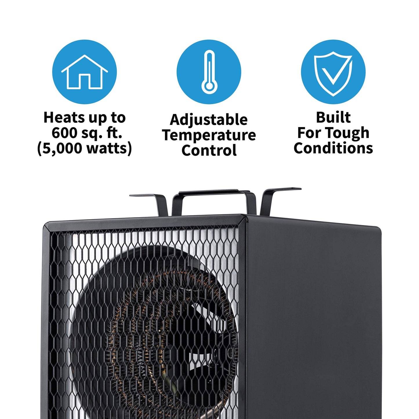 Newair 5600W Portable Electric Garage Heater - Heats Up to 600 sq. ft. with 6-Foot Cord Wrap and Carrying Handle, Space Heater Ideal for Garage, Bedroom, Dorm, and Office