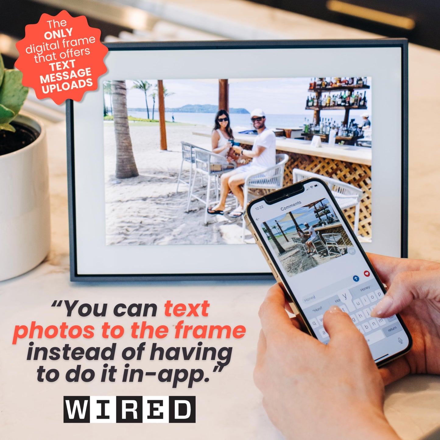 Loop Wi-Fi Digital Picture Frame with Touch Screen, 10-Inch Display, The Only Frame to Offer Text Message Photos Direct to Frame, Easy to use App, Gift to Keep Friends and Family Connected