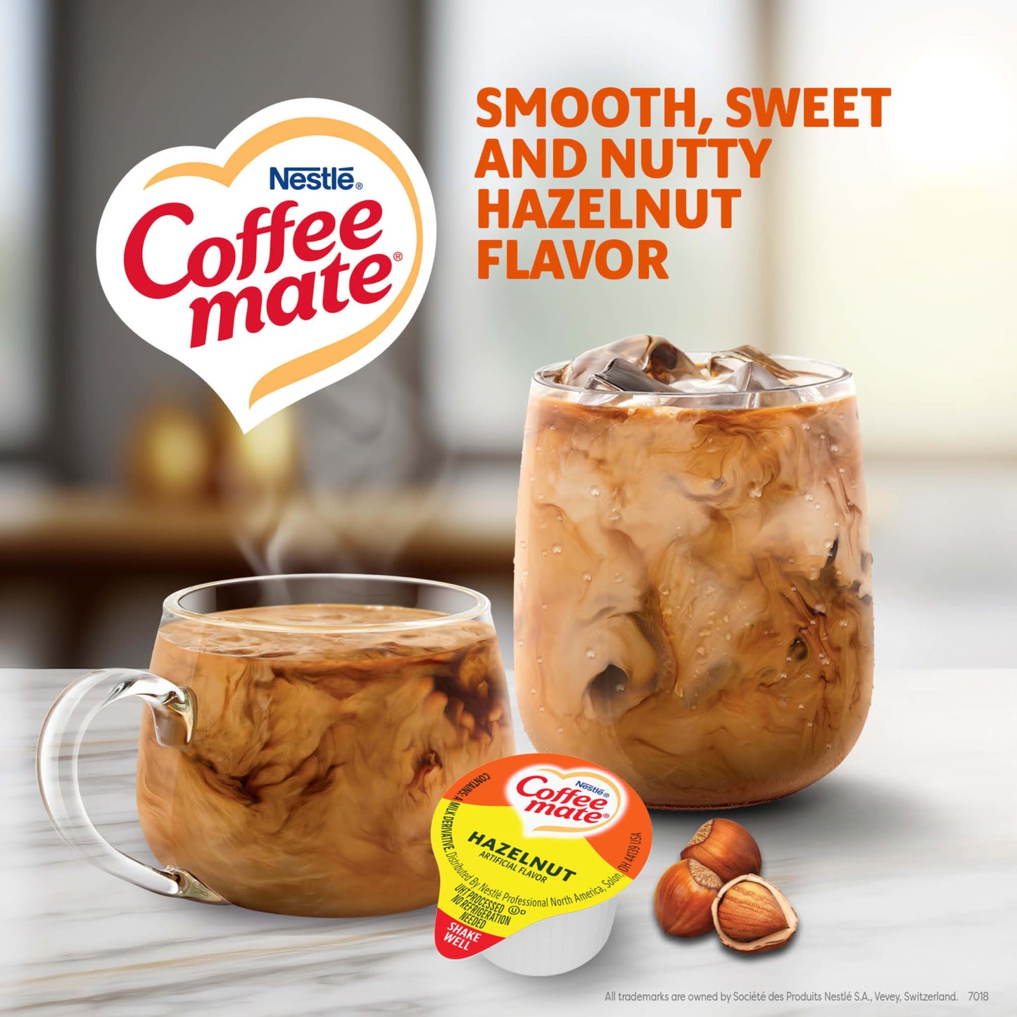 Nestle Coffee mate Coffee Creamer, Hazelnut, Liquid Creamer Singles, Non Dairy, No Refrigeration, 0.375 fl oz Tubs (Pack of 180)