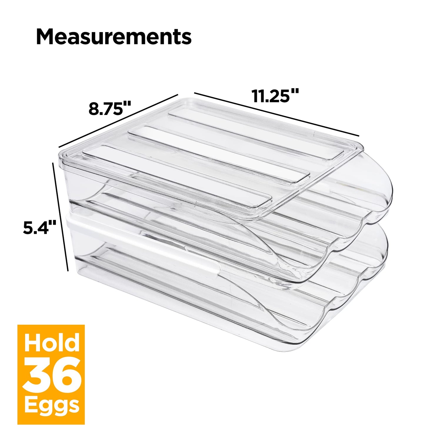 Homediea Egg Holder for Refrigerator | New & Improved Auto Rolling Stackable Fridge Egg Storage Organizer/ Container (36 Eggs)