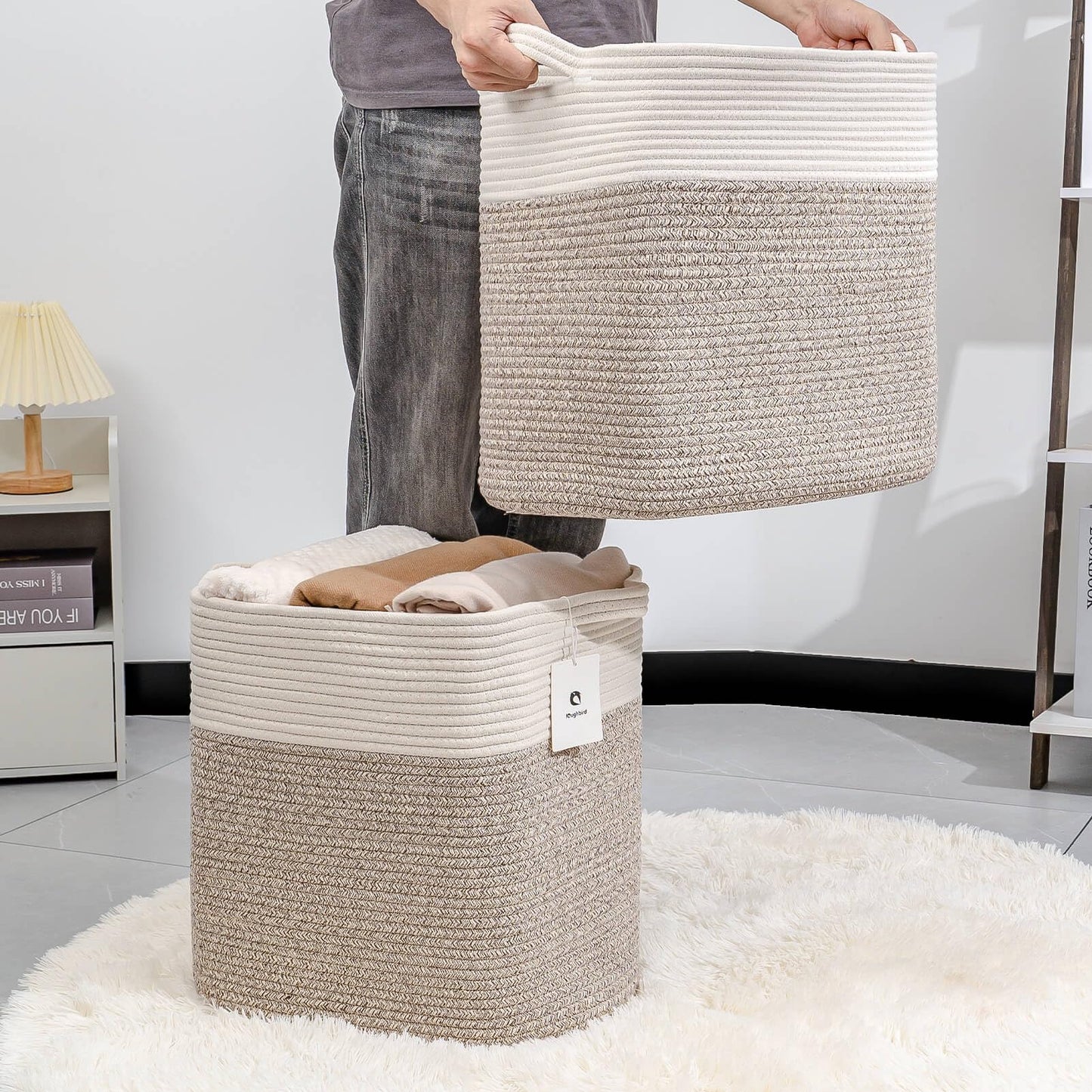 Laughbird Collapsible Laundry for Hamper,Medium Large Storage Bins Fabric Storage Box, Closet Organizer,Hampers Foldable Fabric Storage Basket, Solid Storage Toy Box With Handle, Used to Organize