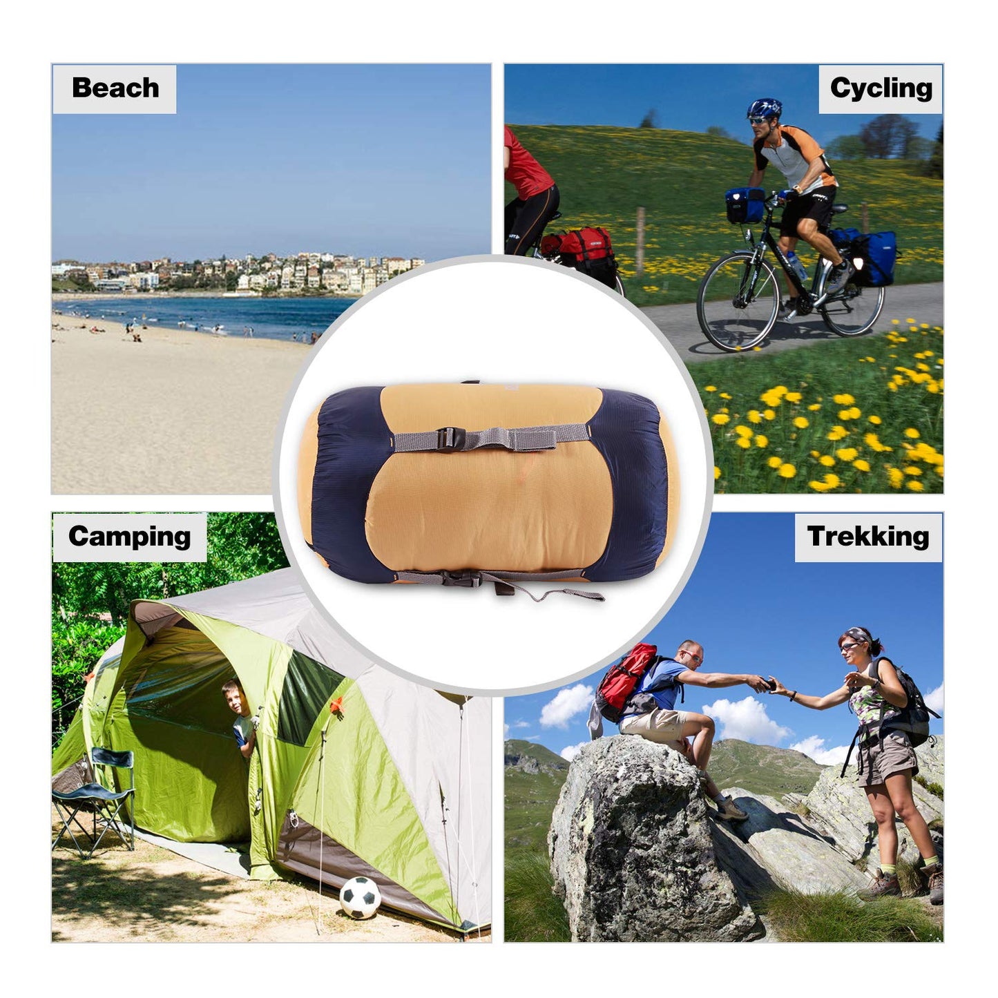 REDCAMP Nylon Compression Stuff Sack, Lightweight Sleeping Bag Compression Sack Great for Backpacking, Hiking and Camping, Orange L