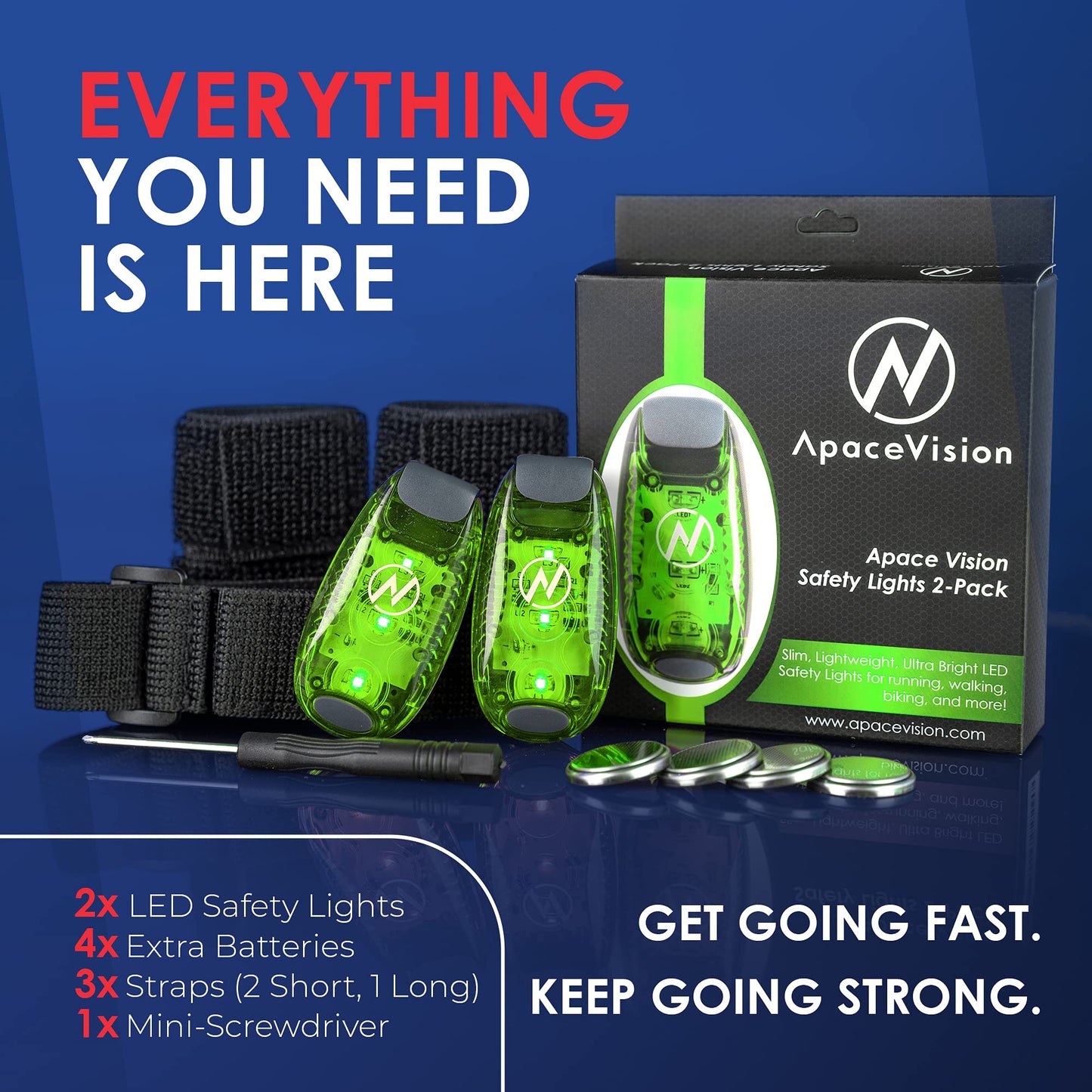 LED Safety Light (2 Pack) - Clip On Strobe/Running Lights for Runners, Dog, Bike, Walking, Boat, Kayak, Stroller and More - High Visibility Accessories for Your Reflective Gear, Bicycle