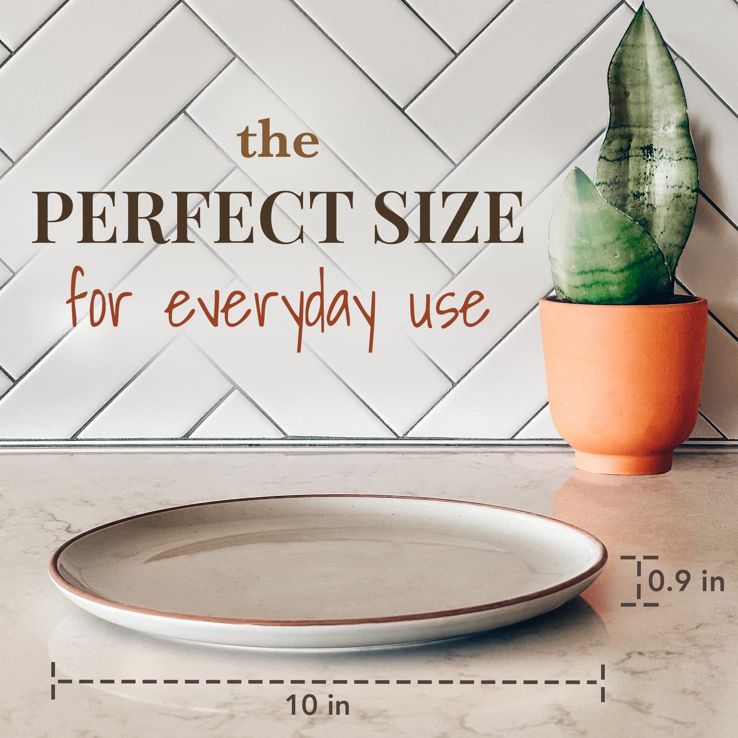 Mora Ceramic Dinner Plates Set of 6, 10 inch Dish Set - Microwave, Oven, and Dishwasher Safe, Scratch Resistant, Modern Rustic Dinnerware- Kitchen Porcelain Serving Dishes - Earl Grey