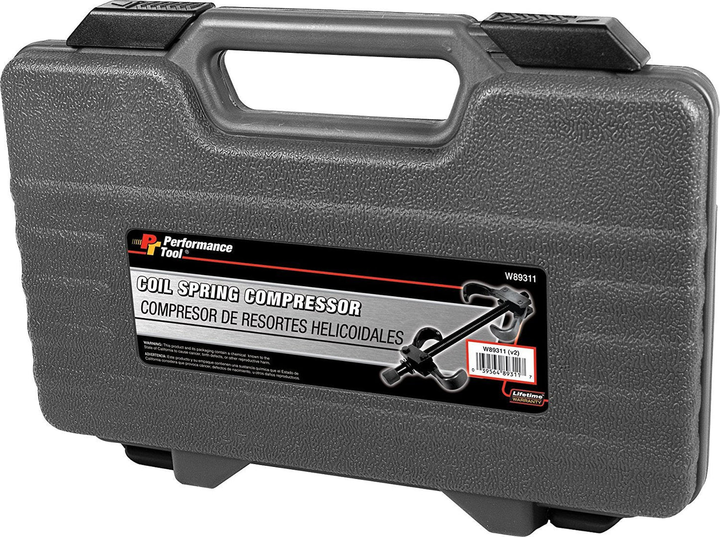 Performance Tool W89311 Coil Spring Compressor for Vehicle Maintenance and Repair with Tempered Chrome Steel Jaws in Blow Molded Storage Case, 12-in Rod