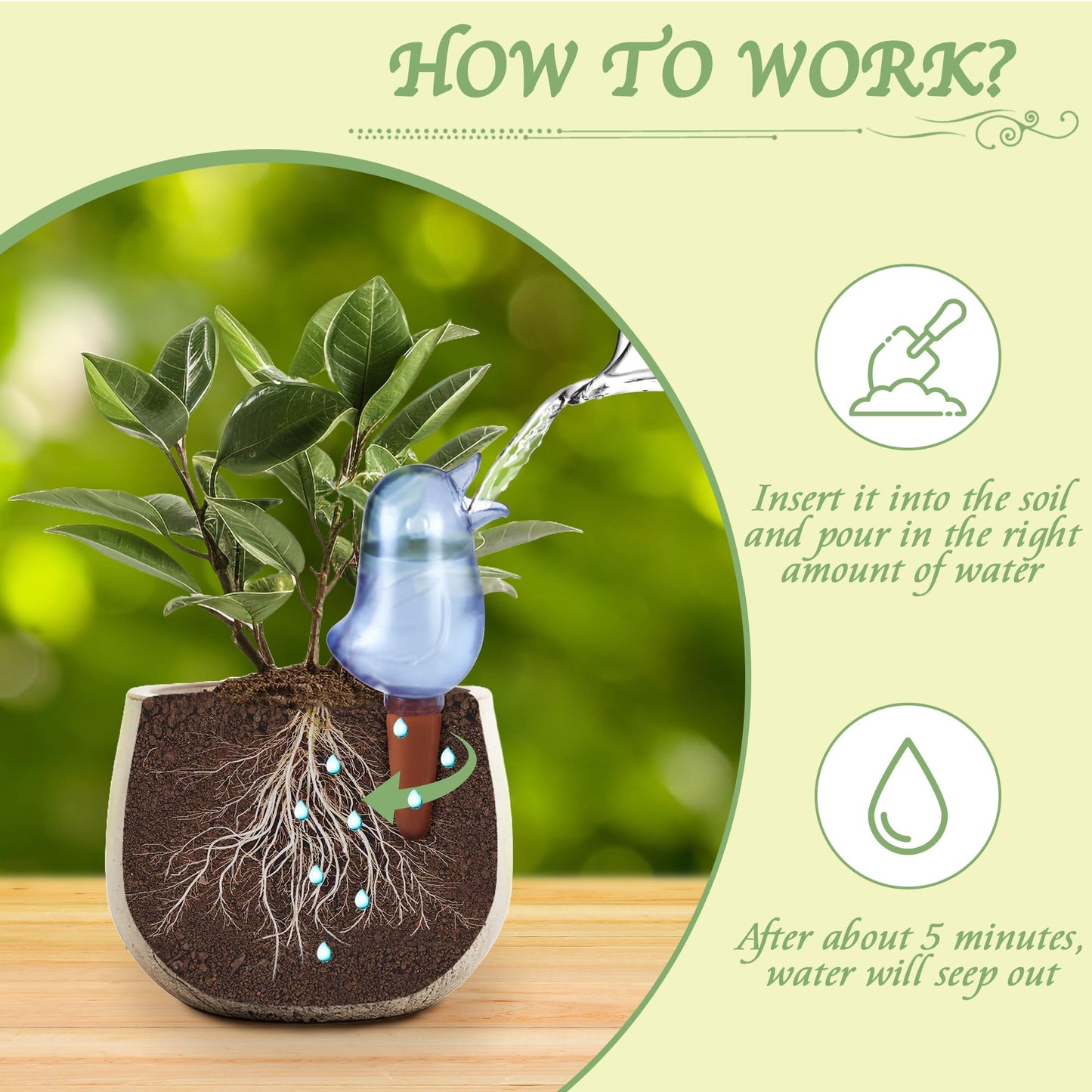 4 Pack Self Watering Spikes, Indoor Plant Watering Globes, Bird Shape Automatic Irrigation Spikes,Plant Watering Devices (Red&Blue)