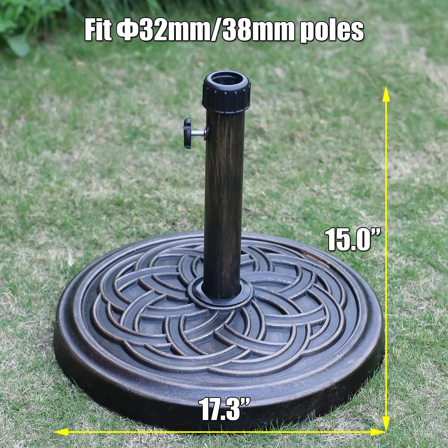 Orgrimmar Umbrella Base 26.5lbs Outdoor Living Heavy Duty Round Antiqued Patio Market Umbrella Base