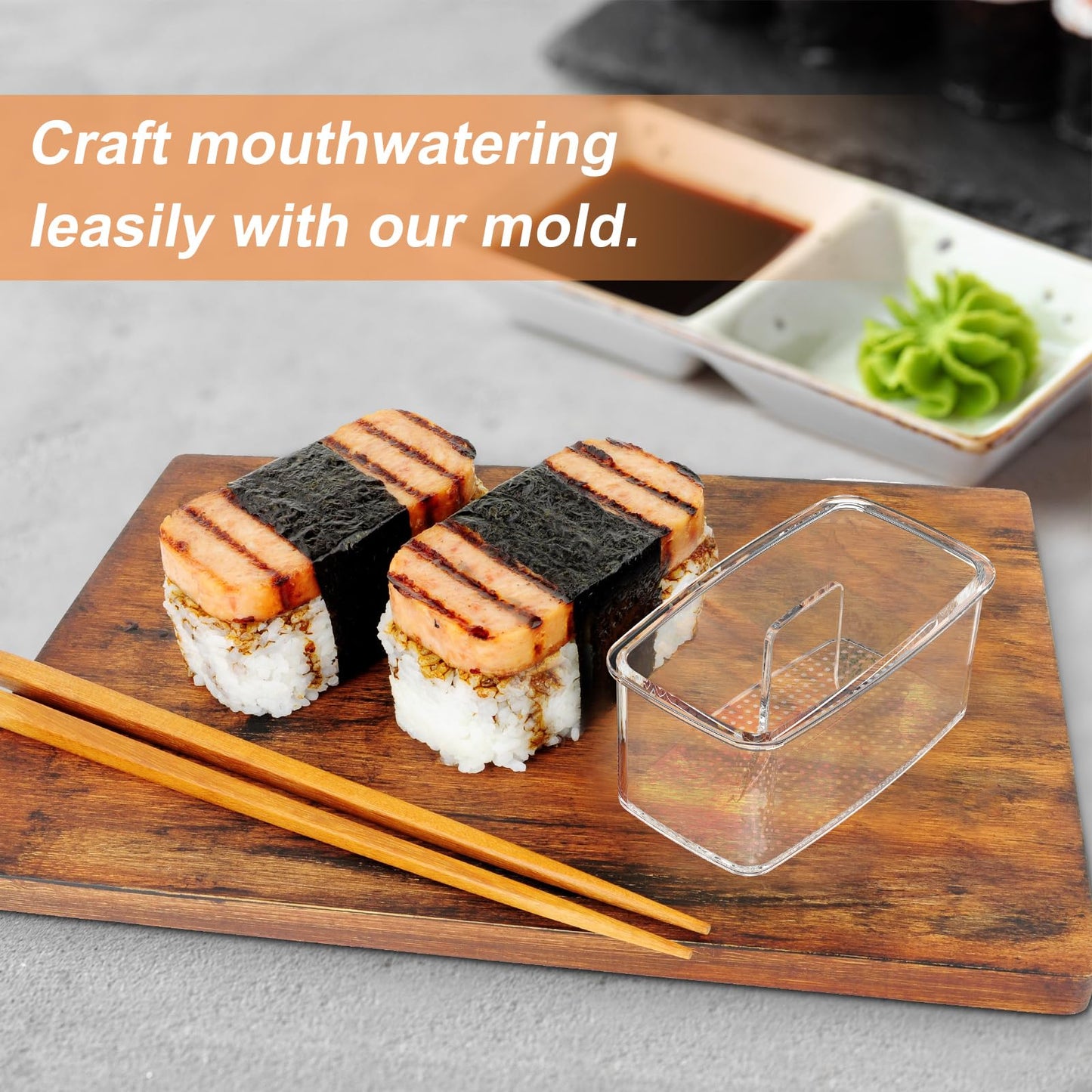 2PCS Clear Musubi Maker Kit, Non-stick Onigiri Press, BPA-Free Sushi Mold for Hawaiian Musubi