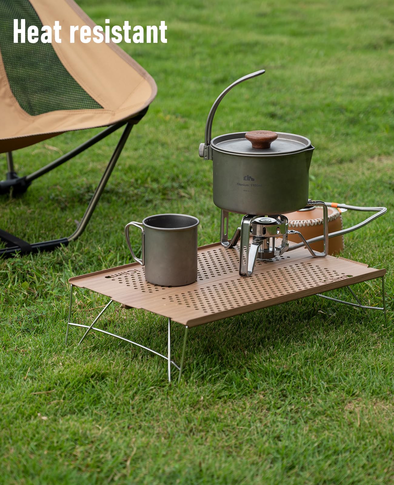 iClimb Mini Solo Folding Table Ultralight Compact for Backpacking Camping Hiking Beach Picnic (Nature - S)