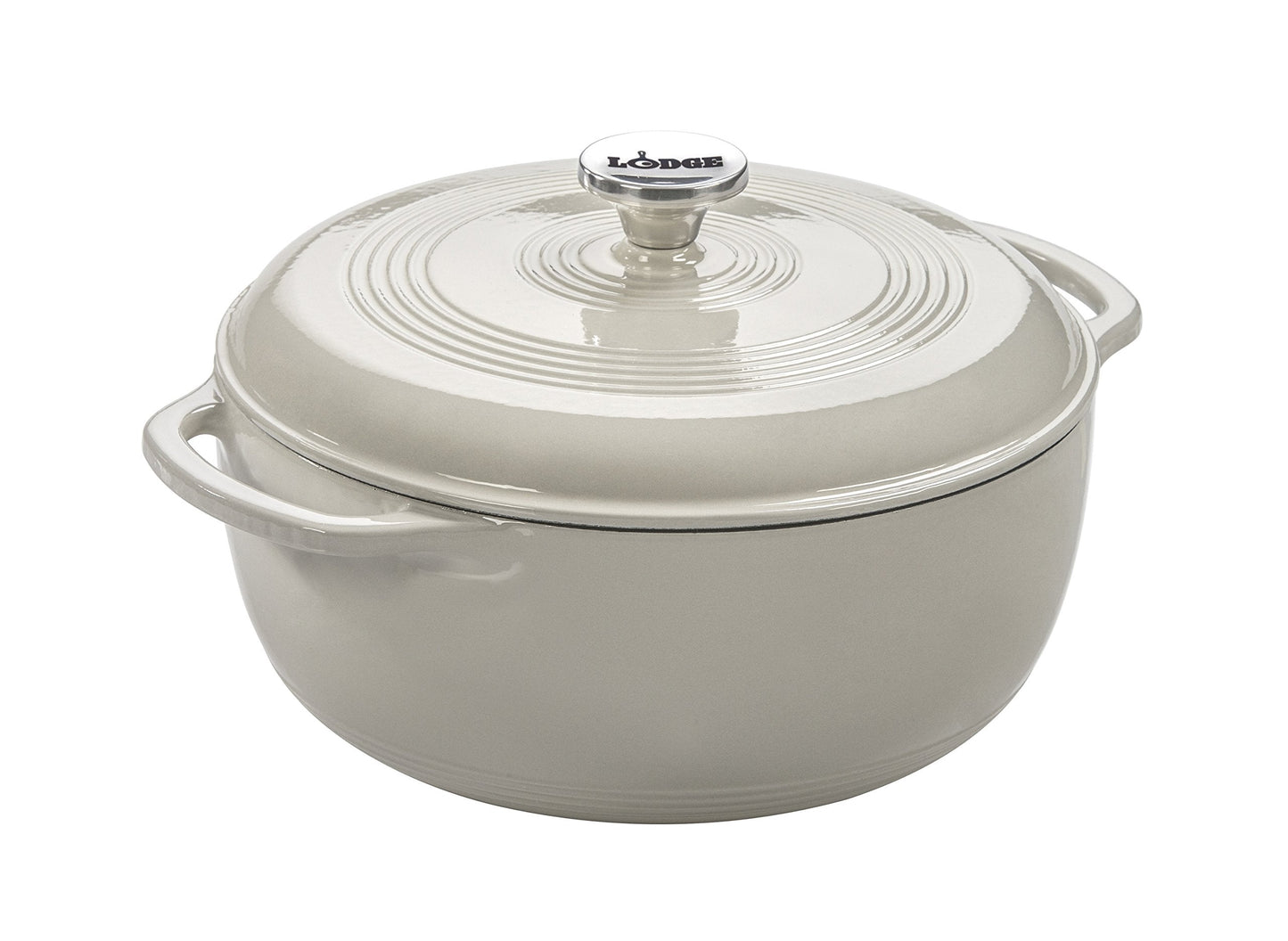 Lodge 6 Quart Enameled Cast Iron Dutch Oven with Lid – Dual Handles, Oven Safe up to 500°F, Stovetop Compatible – Marinate, Cook, Bake, Refrigerate & Serve – Oyster White