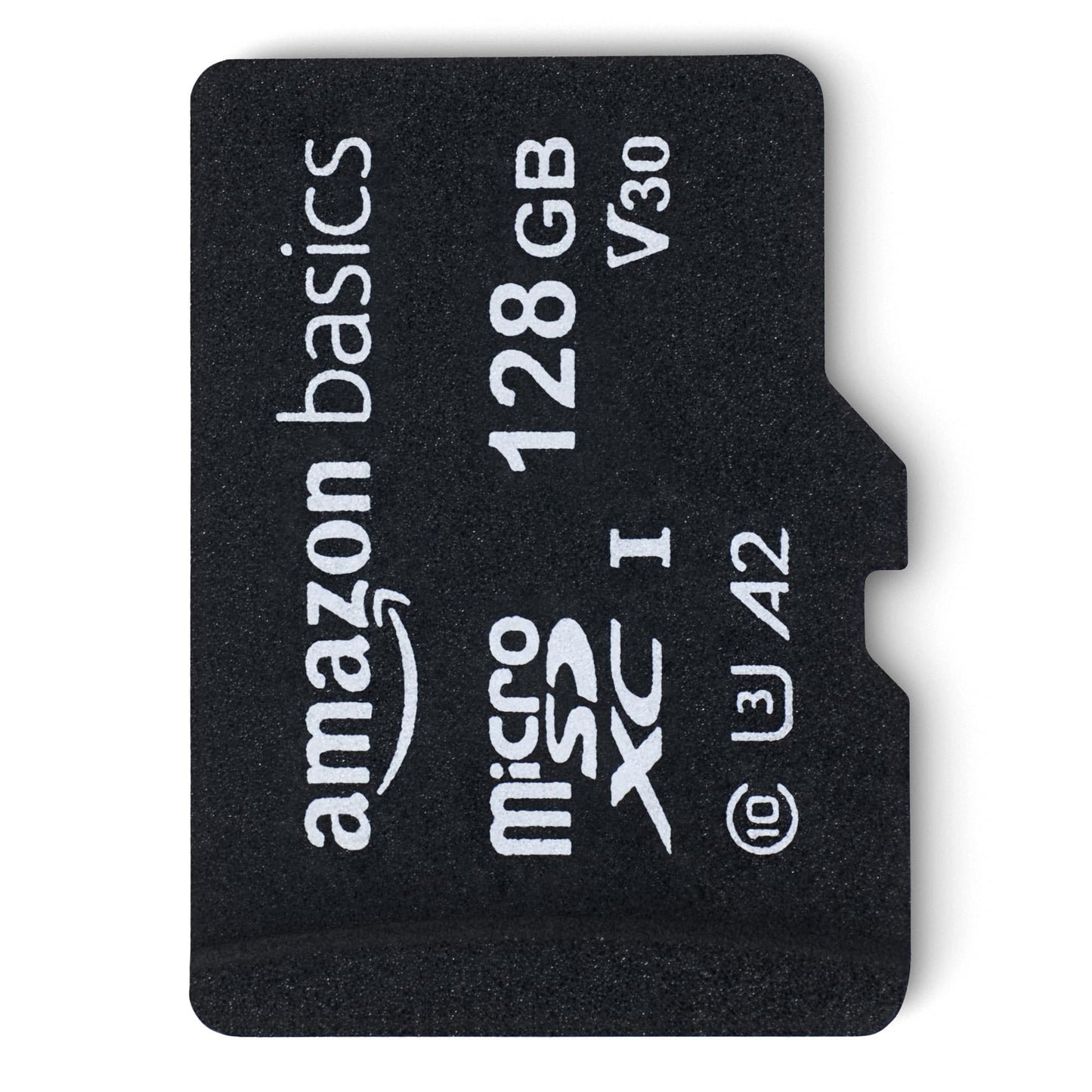 Amazon Basics Micro SDXC Memory Card with Full Size Adapter, A2, U3, Read Speed up to 100 MB/s, 128 GB, Black