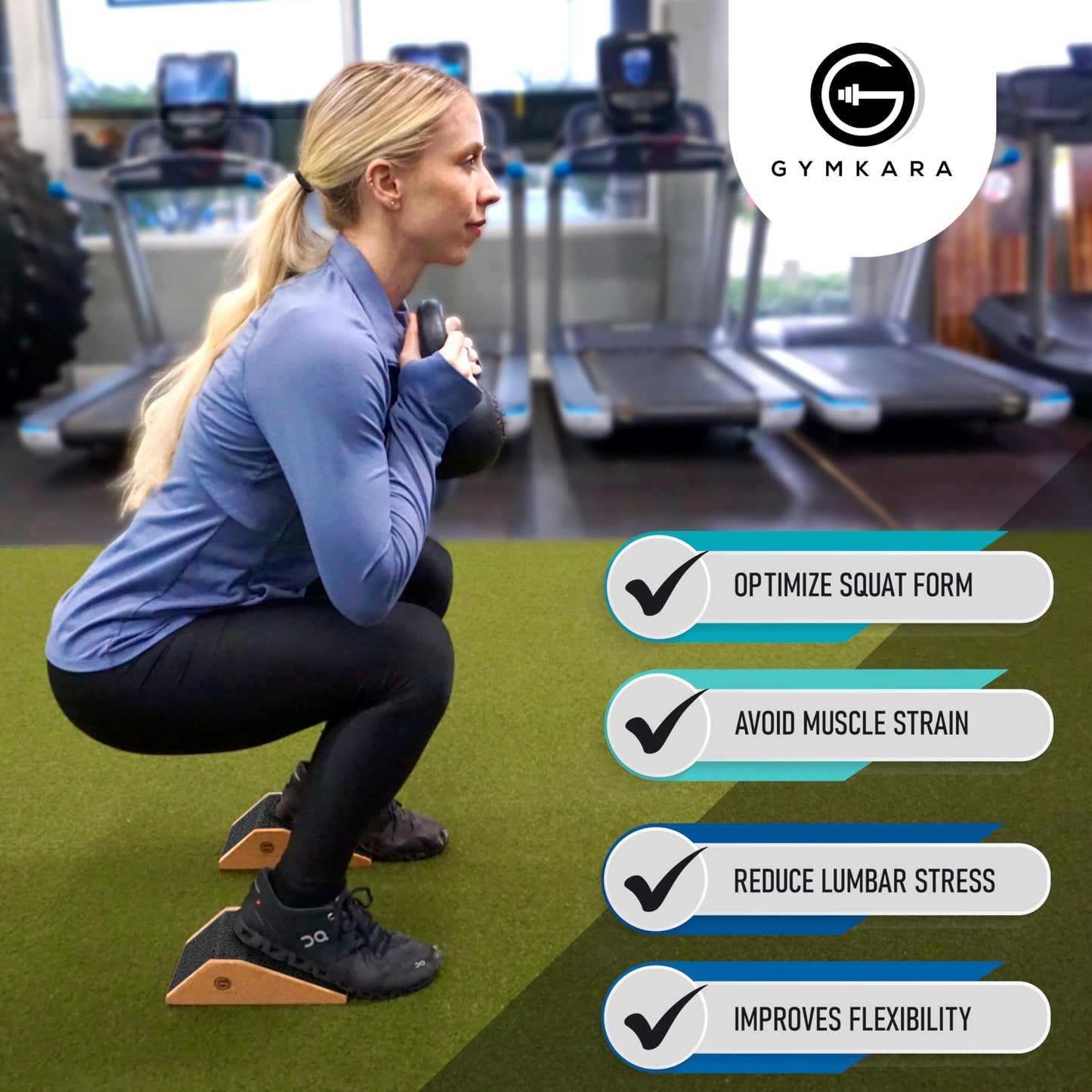 Gymkara Squat Wedge Block Cork 2 Pack - Non Slip Heel Elevated Wedge and Calf Raise Block - Slant Board for Squats to Avoid Muscle Strain