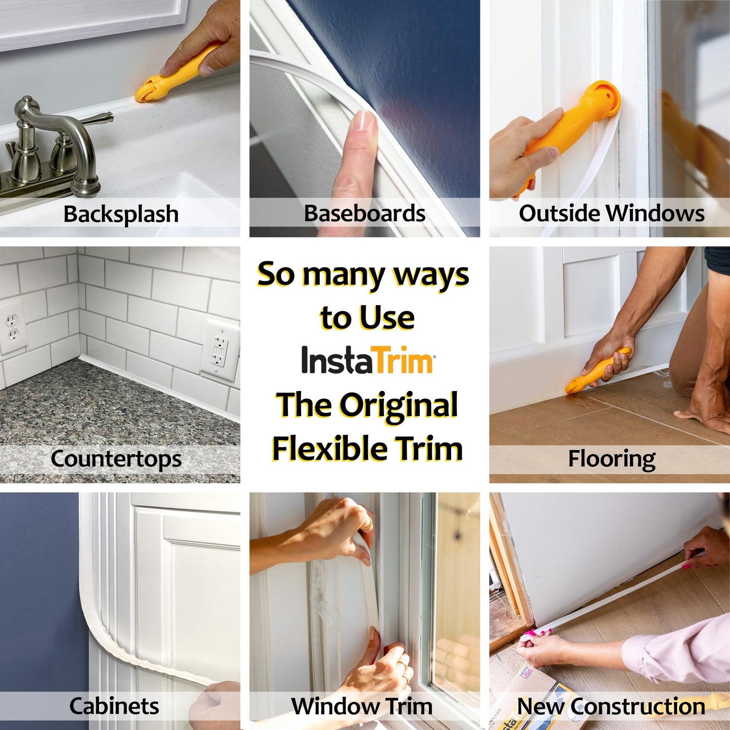 InstaTrim Applicator Tool – Professional DIY Caulk Trim Tool for Seamless Adhesive Installation, Smooth, Durable Finish, Ideal for Home Improvement Projects, Bathroom, Kitchen, Walls, Floor Sealing