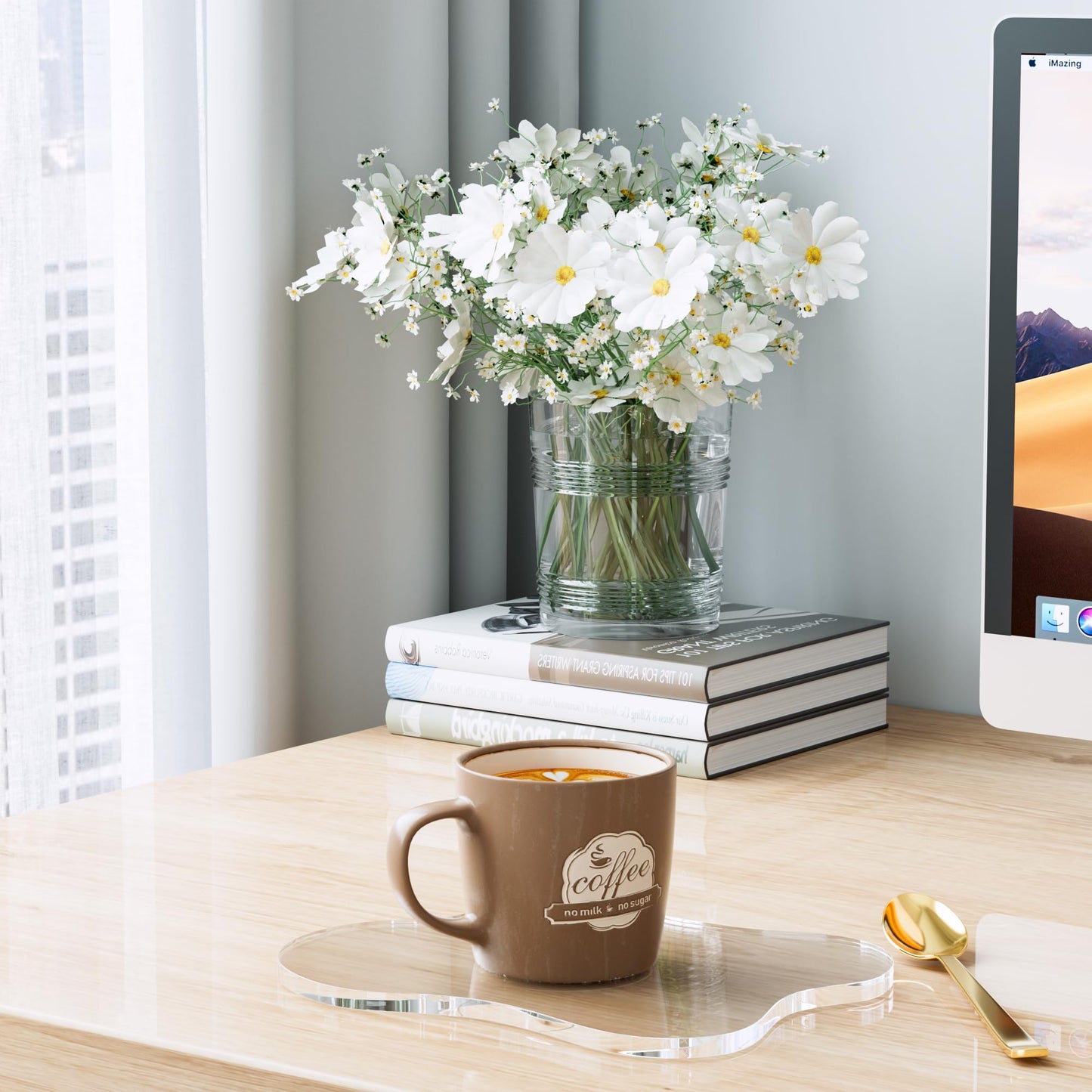 Leadiy Acrylic Coaster Decorative Plates, Irregular Bar Drink Coaster, Clear Cloud Shape Coffee Cup Coaster, Perfect for Tabletop Protection and Accessories Display.(Clear)