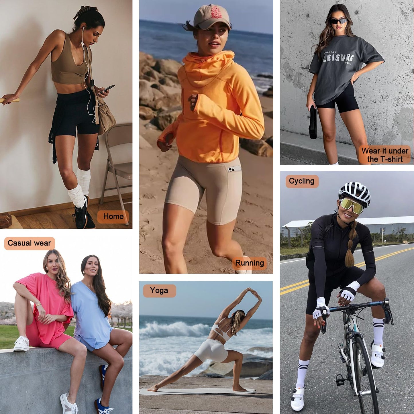 MOREFEEL 3 Pack Biker Shorts Women with Pockets – 5" Tummy Control High Waisted Workout Gym Yoga Athletic Shorts