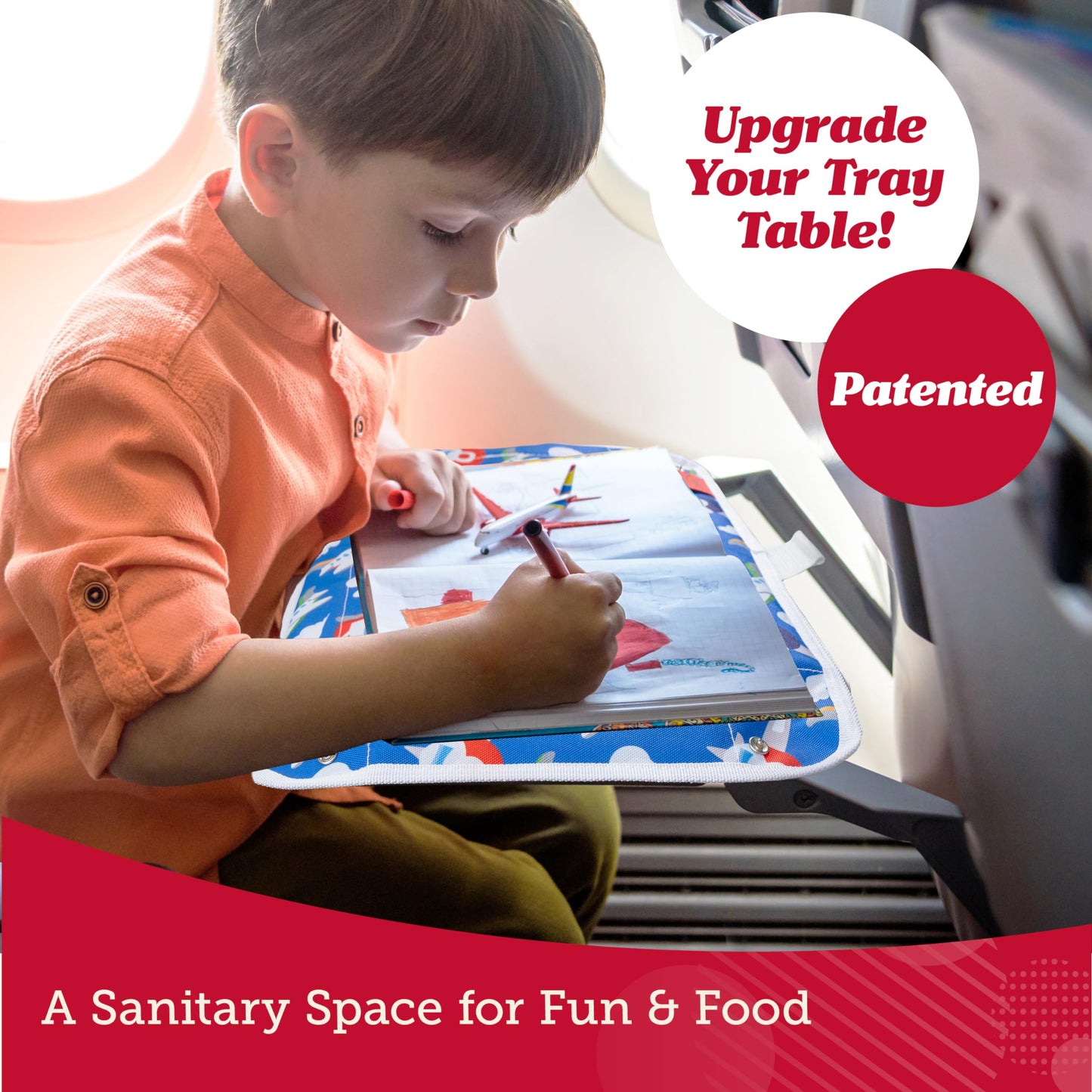 Lusso Gear Airplane Tray Table Cover with Pockets - Travel Essentials - Black Modern Linen - Portable Organizer & Tablet Holder - Airplane Travel Accessories & Road Trip Essentials