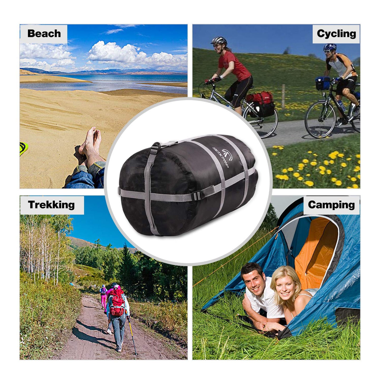 REDCAMP Sleeping Bag Stuff Sack, Compression Sack, Great for Backpacking and Camping Black Heavy Duty XXL