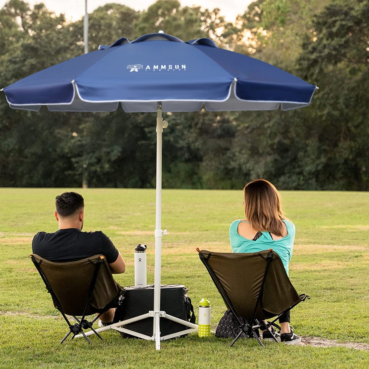 AMMSUN Shade Umbrella, Premium Portable Umbrella with Stand, 6.5ft Lightweight Free Standing Canopy for Sporting Games, Adjustable Instant Sun Protection and Easy to Carry, Navy Blue