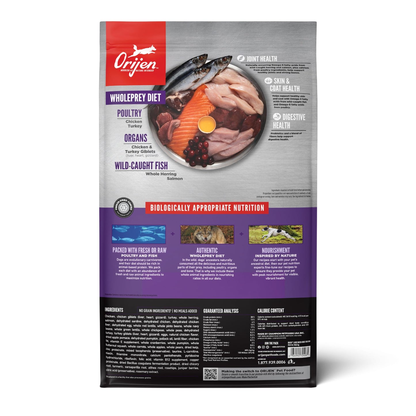 ORIJEN Grain Free High Protein Dry Dog Food Large Breed Adult Recipe 23.5lb Bag