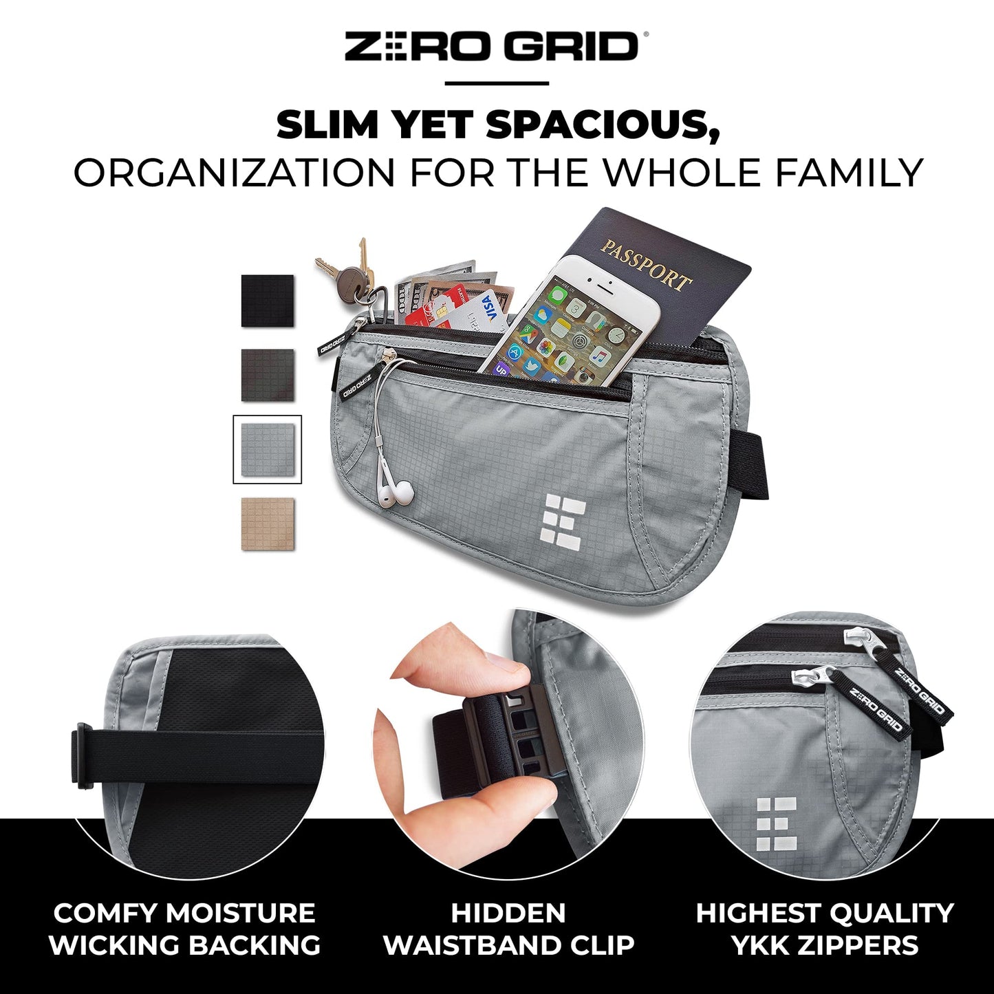 Money Belt for Secure Travel - RFID Blocking Slim Passport Holder - Hidden Waist Pouch for Cash, Credit Cards, Documents - Concealable Under Clothes, Water-Resistant Travel Belt for Men and Women