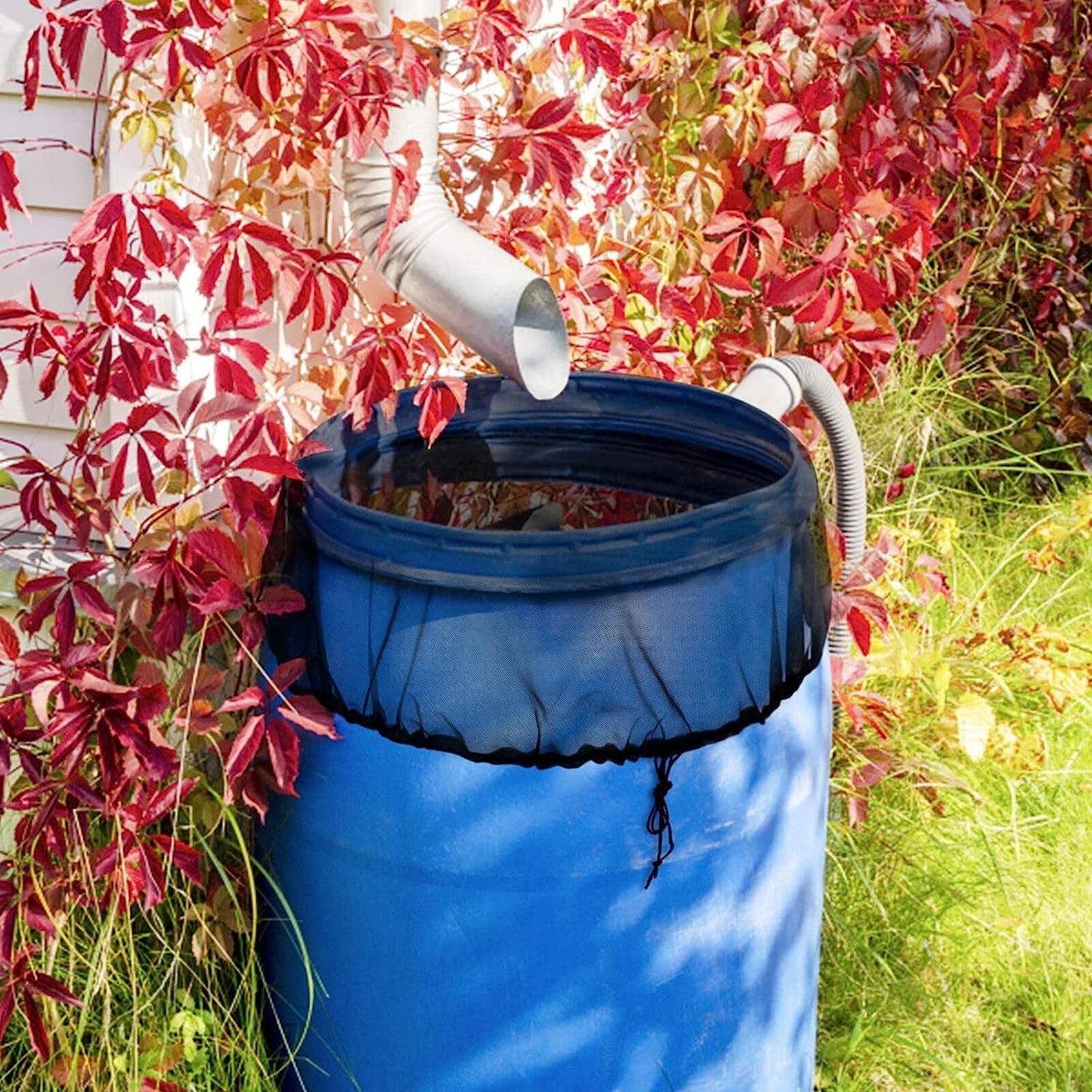 Mesh Cover for Rain Barrels - 2pcs 39in Rain Barrel Netting with Drawstring, Water Collection Buckets Tank Protector Screen for Preventing Fallen Leaves in Outdoor Garden Eaves