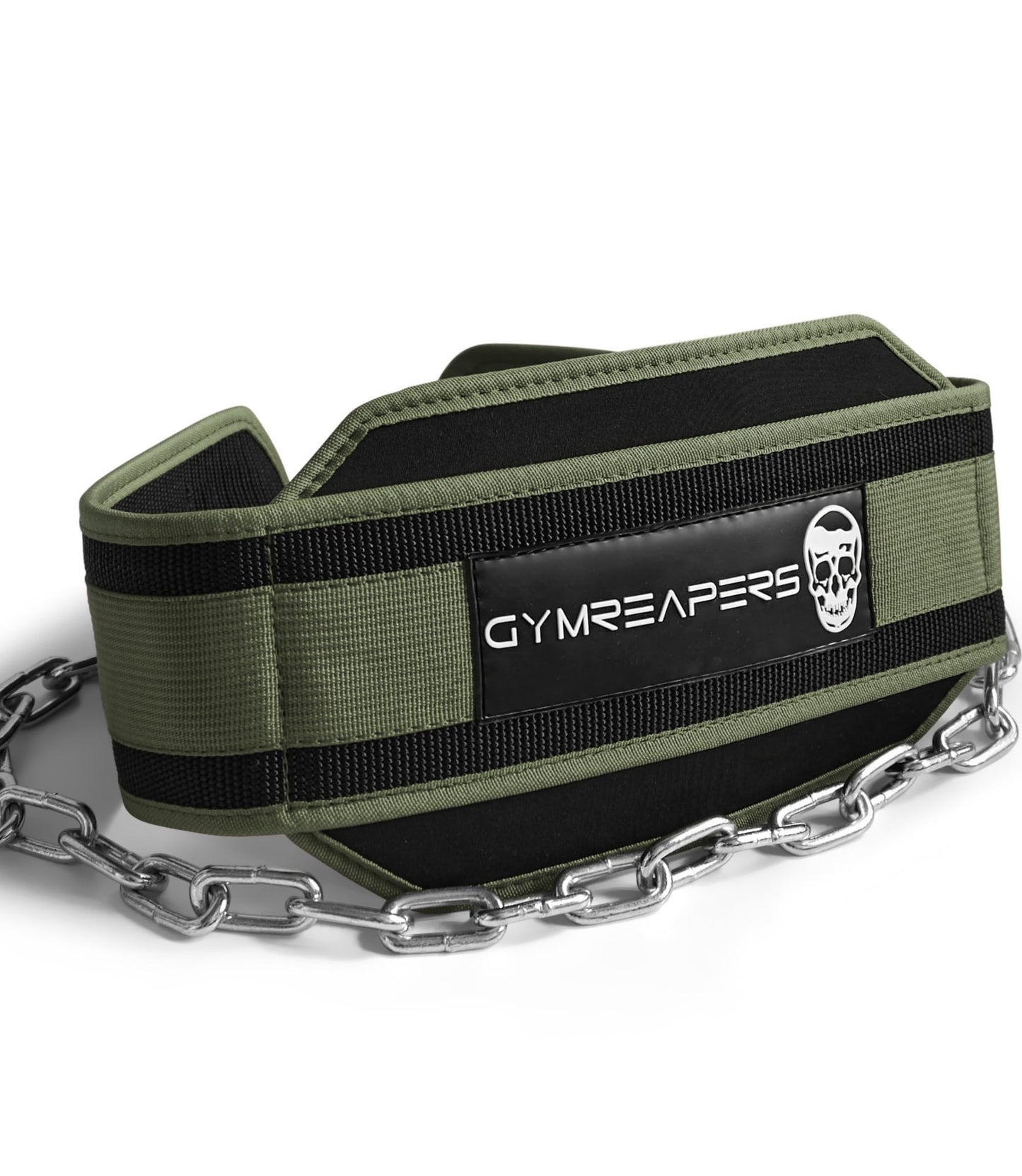 Gymreapers Dip Belt With Chain For Weightlifting, Pull Ups, Dips - Heavy Duty Steel Chain For Added Weight Training (Ranger Green)