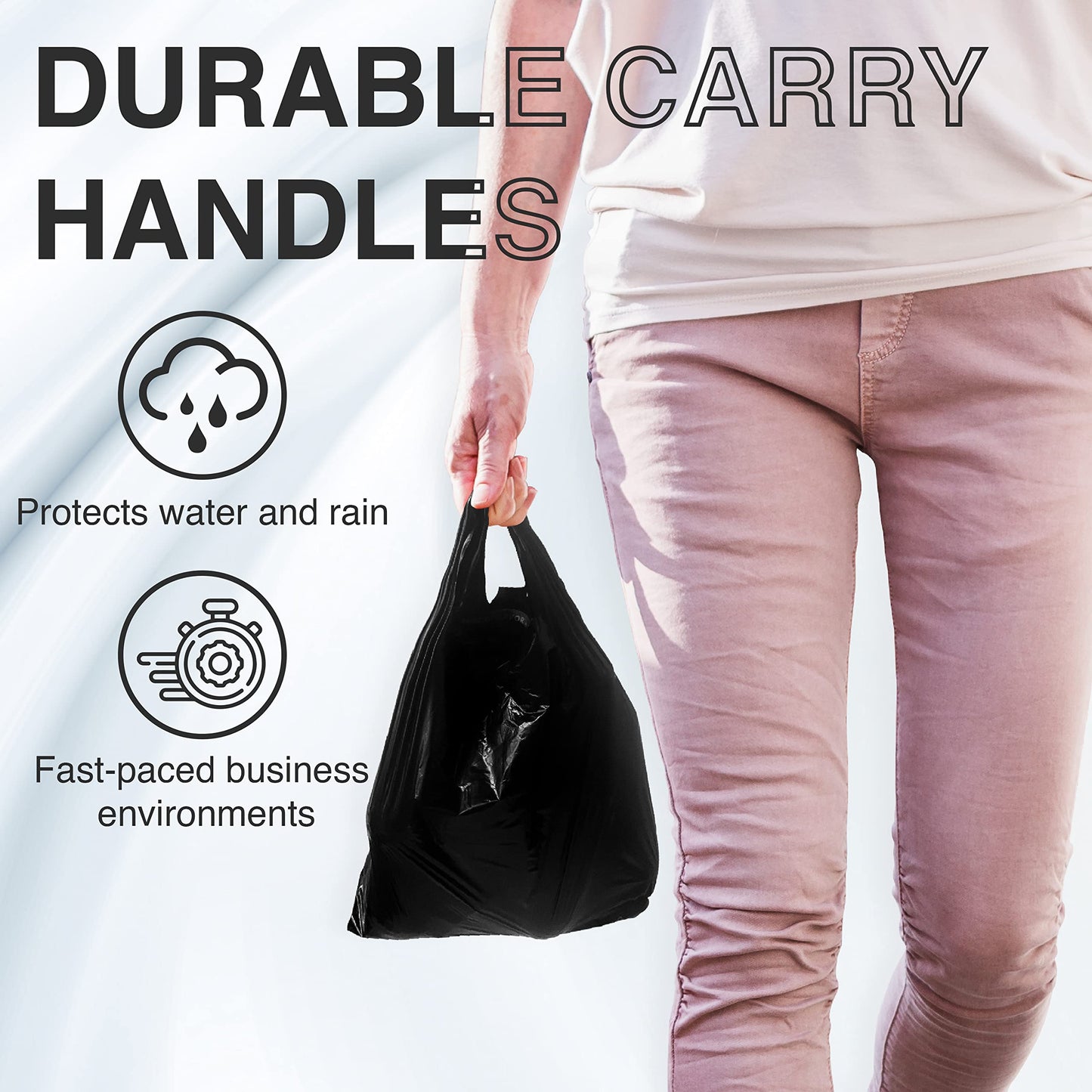 ACYPAPER, Black T-Shirt Bags in Bulk - 1000 Count - (11" x 6" x 21") - Restaurant Carryout Bags