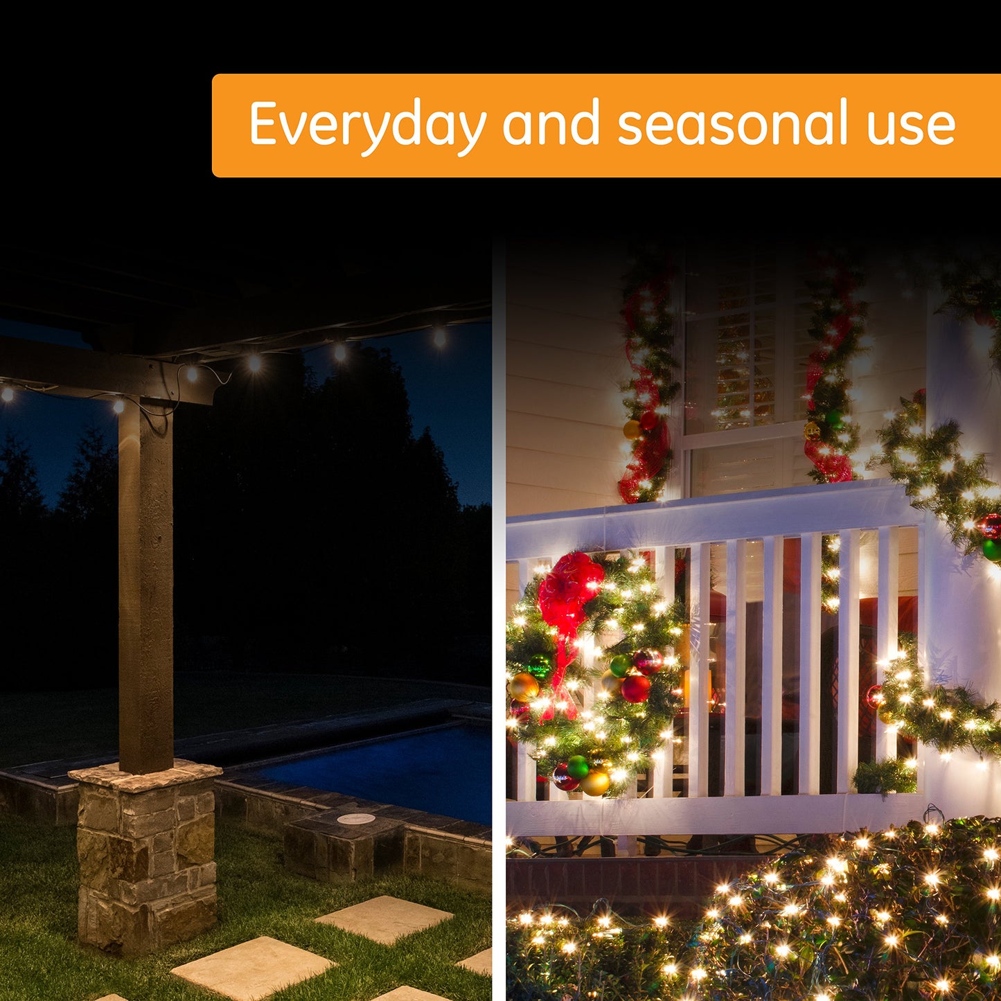 GE 24-Hour Heavy-Duty Outdoor Mechanical Timer, 2 Grounded Outlet Timer, Programmable Daily Cycle, 30-Minute Interval Outdoor Timer, Weather Resistant, Outdoor Light Timer, Black, 1 Pack, 15138