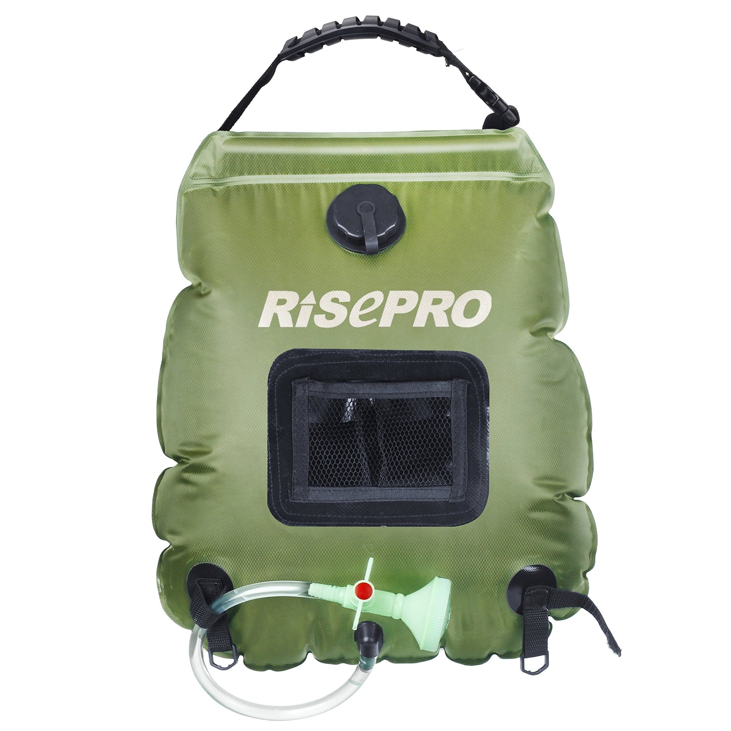 RISEPRO Solar Shower Bag, 5 gallons/20L Solar Heating Premium Camping Shower Bag Hot Water with Temperature 45°C Removable Hose on/Off Switchable Shower Head Hiking Climbing Summer Shower K8