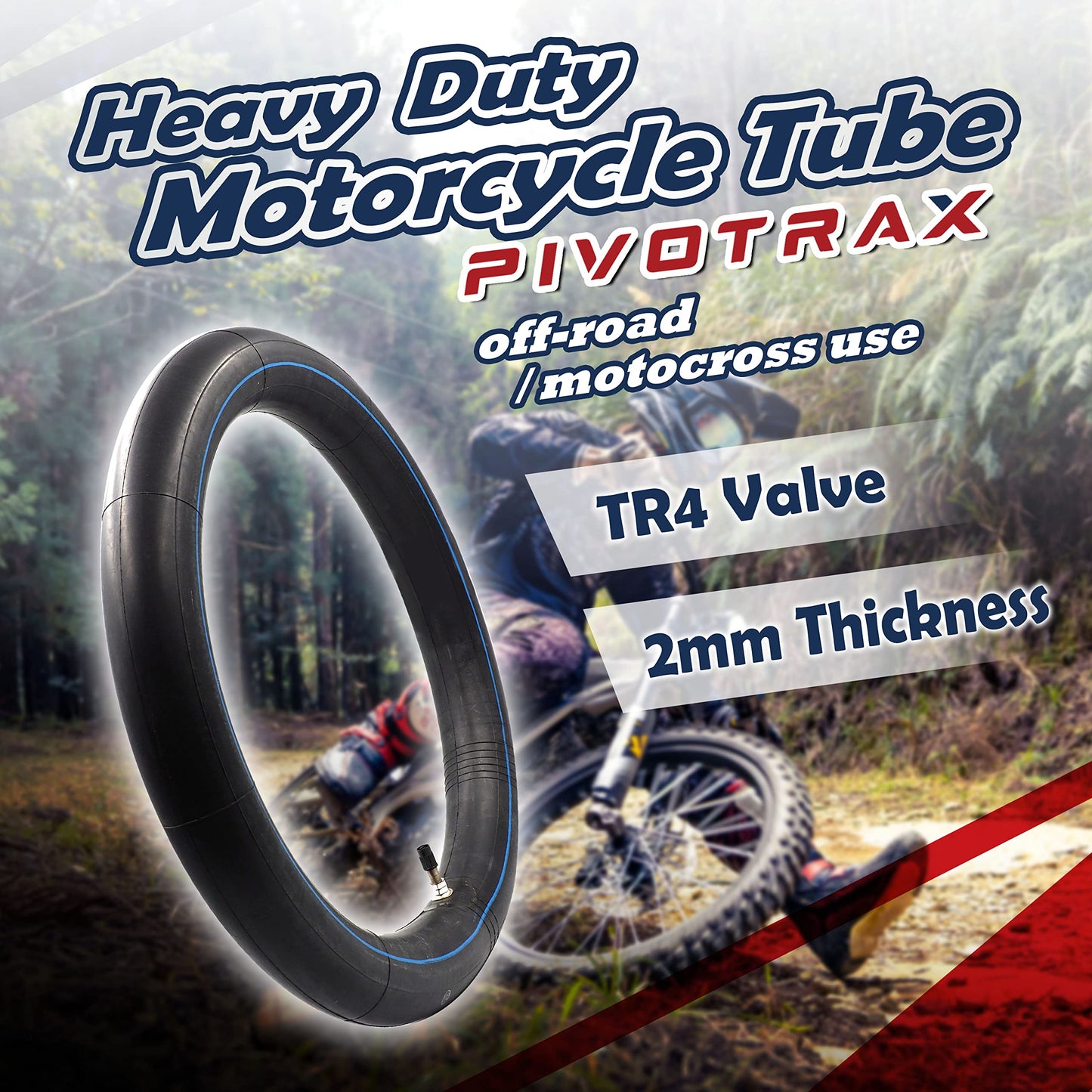 PIVOTRAX 70/100-19 (2.75/3.00-19, 80/100-19) 19" Heavy Duty E-Bike Electric Dirt Bike Inner Tube - 2 mm Reinforced Thickness-TR4- Fits Most 3.00-19 MX Tires, Surron LightBee X, UltraBee, Talaria
