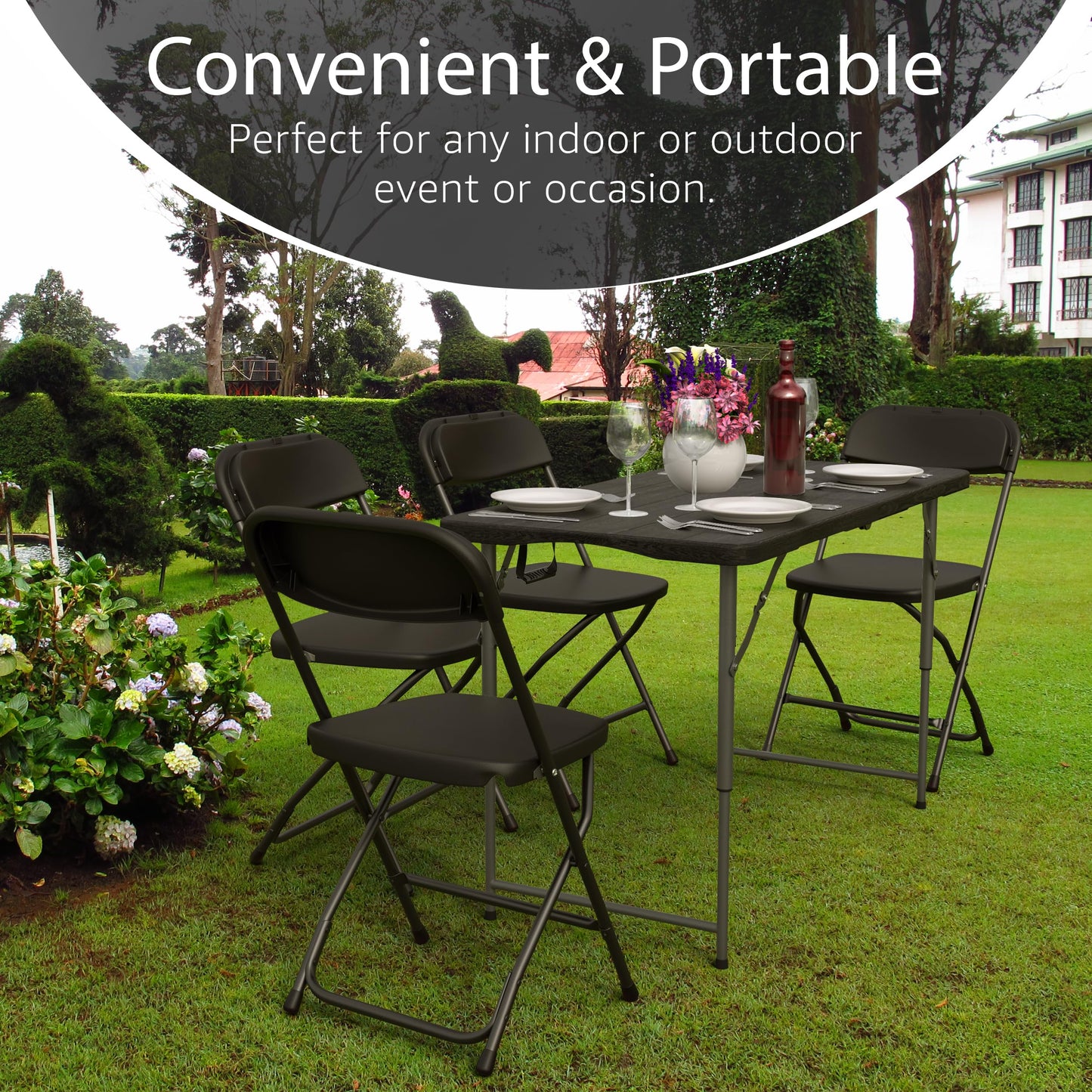 4 Feet Foldable Table Adjustable Height with Built in Handle, Steel Legs | Heavy Duty Portable | Perfect for Party, Dining, Wedding, Events, Picnic Indoor, Outdoor, Camping, Utility, Folding