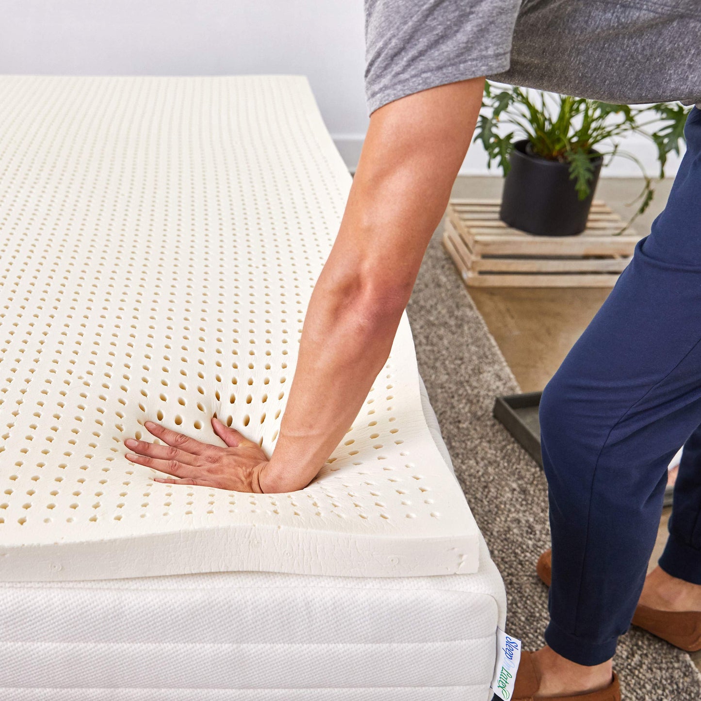 Pure Green Natural Latex Mattress Topper - Medium Firmness - 2 Inch - Twin XL Size (GOLS Certified Organic)