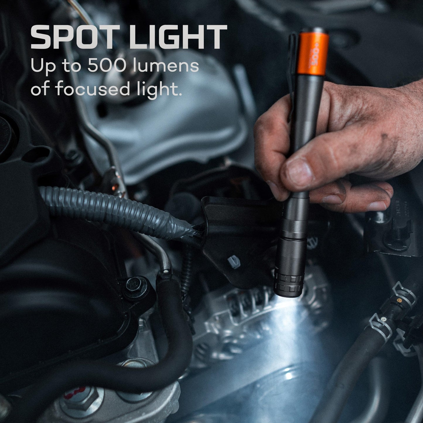 NEBO Inspector 500+ Flex Pen Light | 500 Lumens, 8 Light Modes, Rechargeable LED Flashlight & 360 Degree Area Lighting, Magnetic Base, IPX7 Waterproof, Pocket Size for EDC, Includes USB Charging Cable